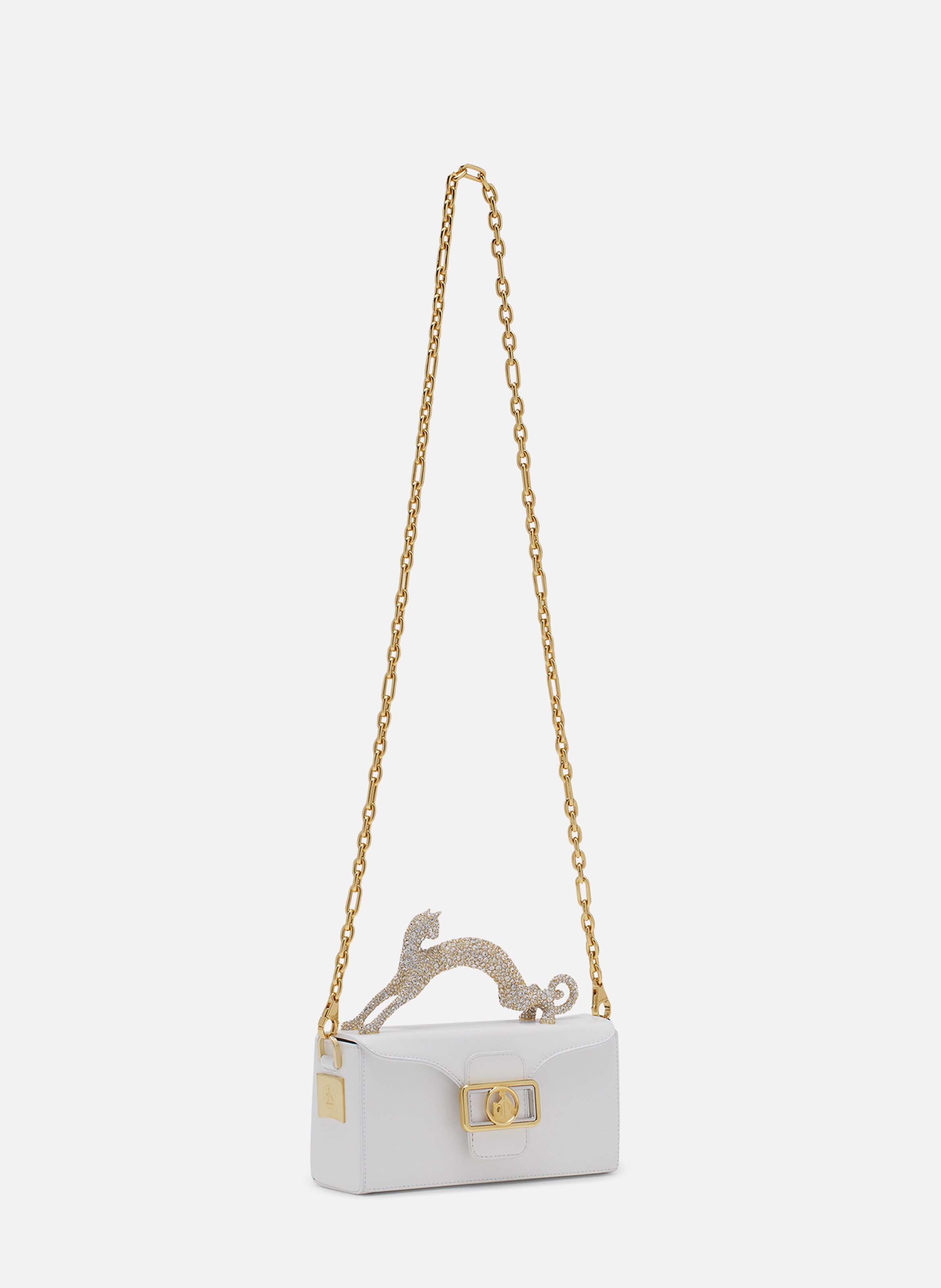 Sac pencil cat en cuir et strass LANVIN Blanc