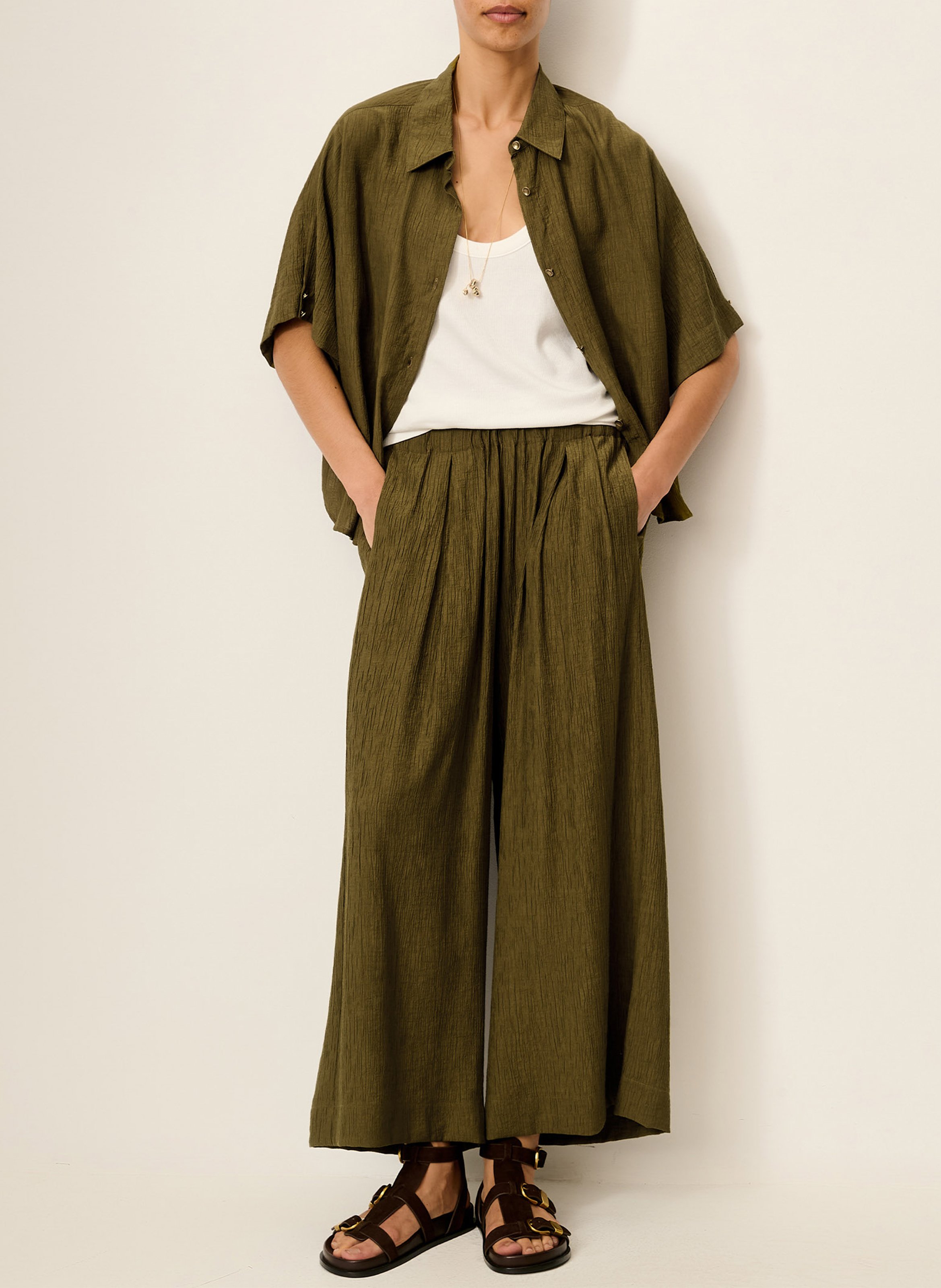 Chemise col classique kalya SESSUN Kaki
