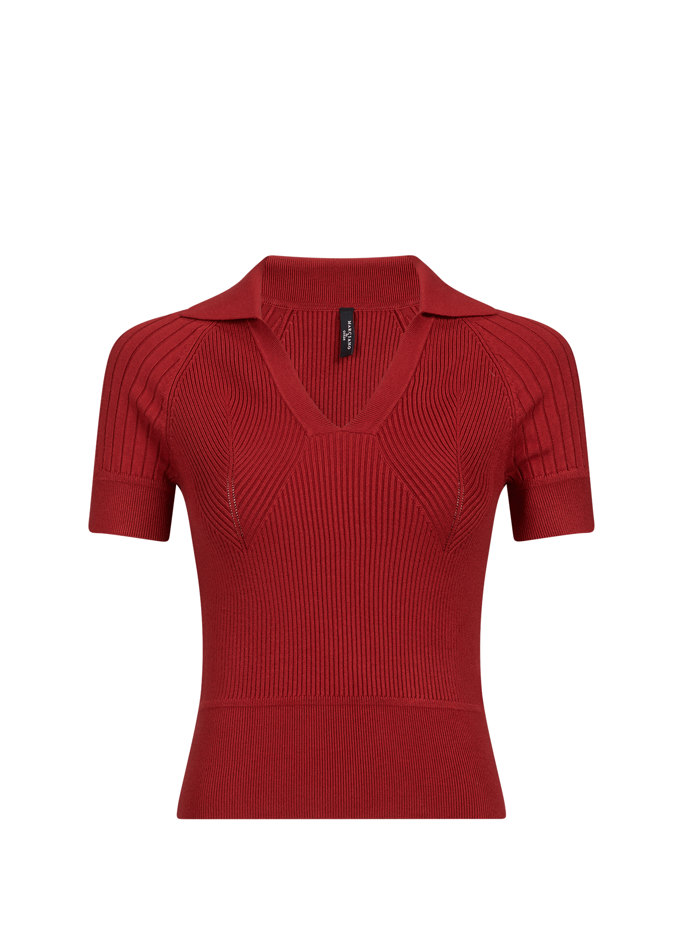 Ribbed knit V-neck polo GUESS Red