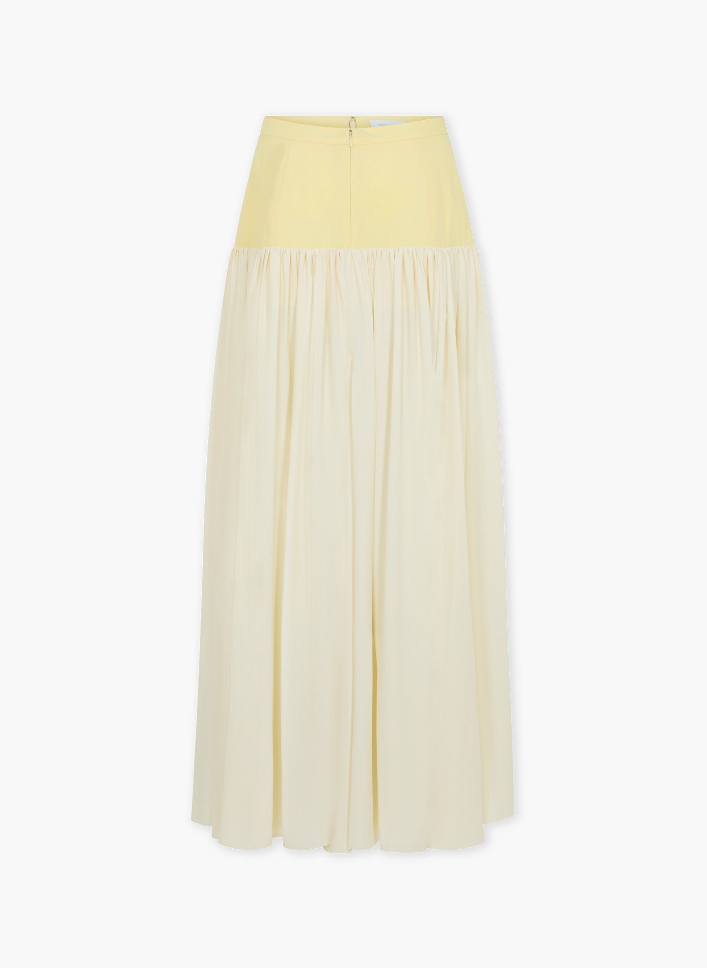 Longue jupe en crêpe de chine et coton avec détails bicolors RABANNE Jaune