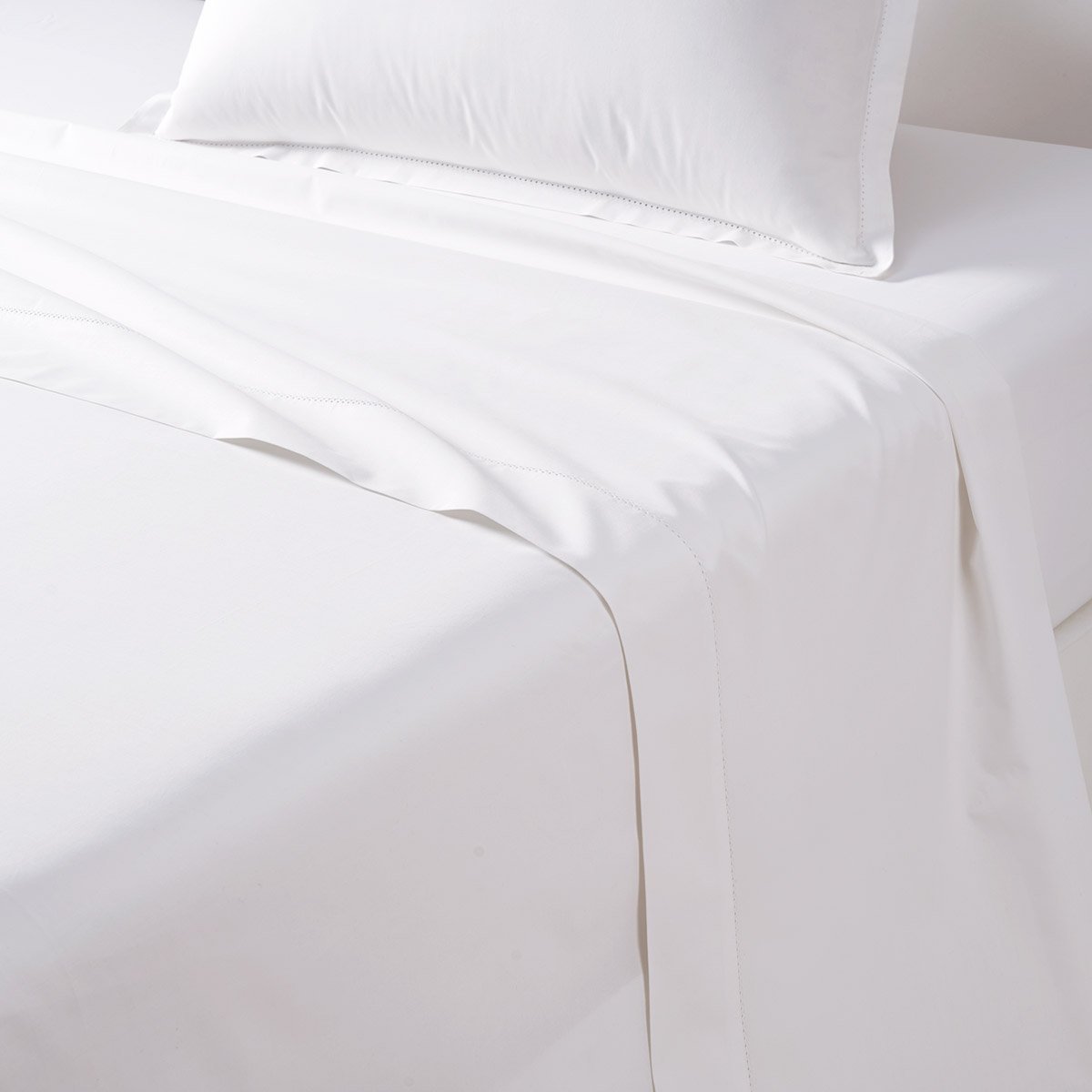 Drap plat en percale de coton, alcove  Blanc