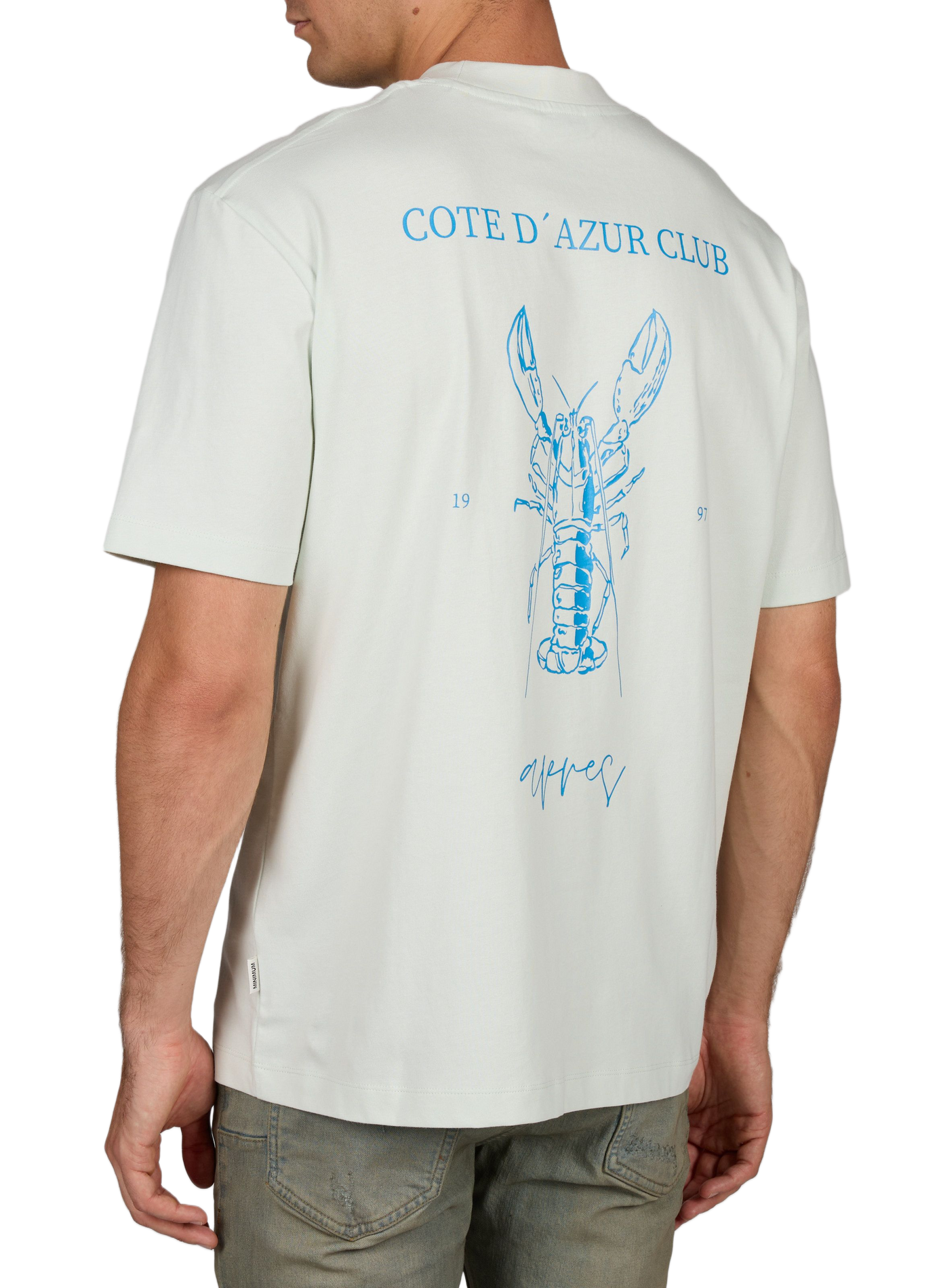 Solid color t-shirt with printed back in cotton MINIMUM Green