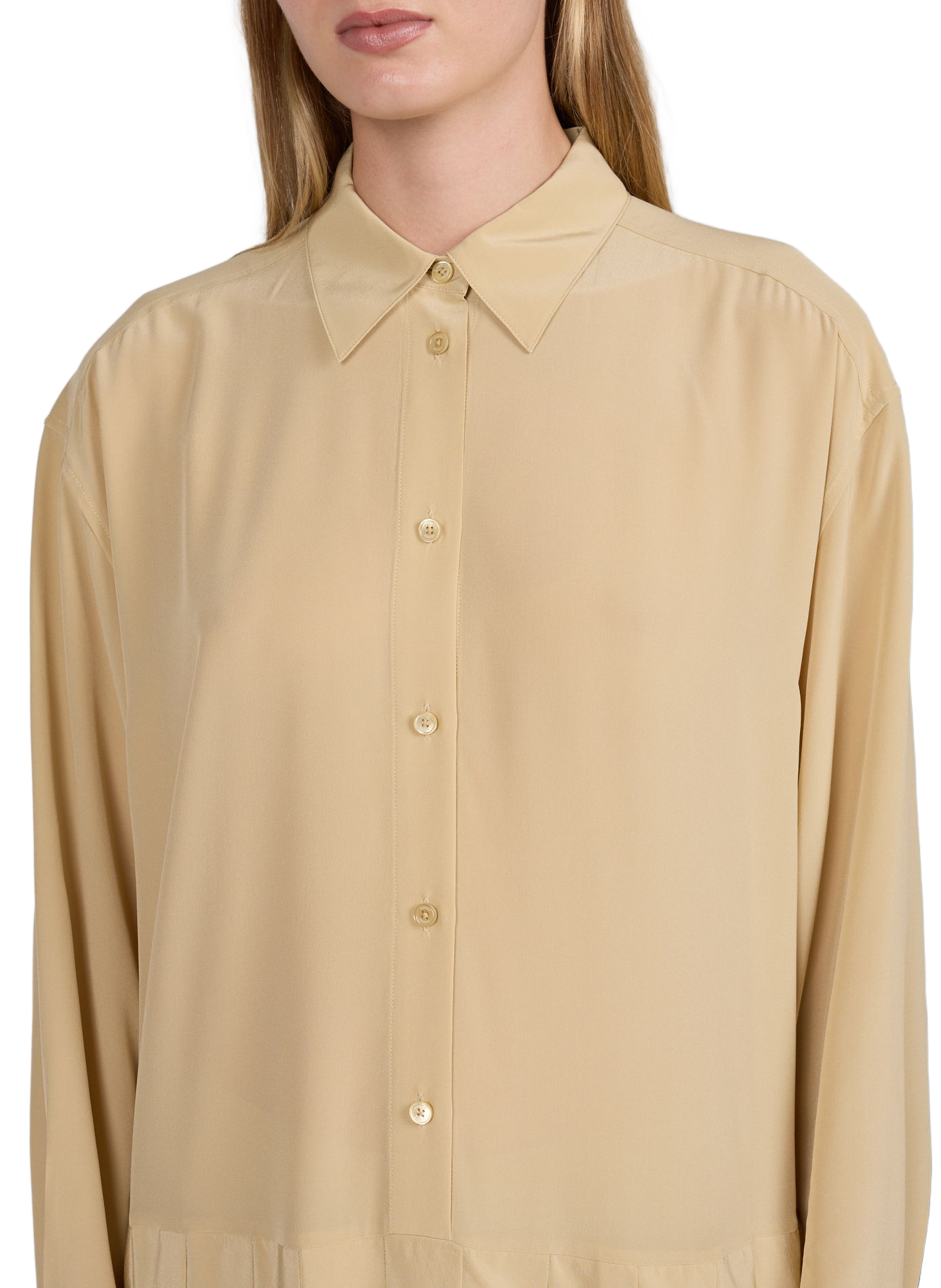 Geknittertes Seidenhemdkleid TOTEME Beige