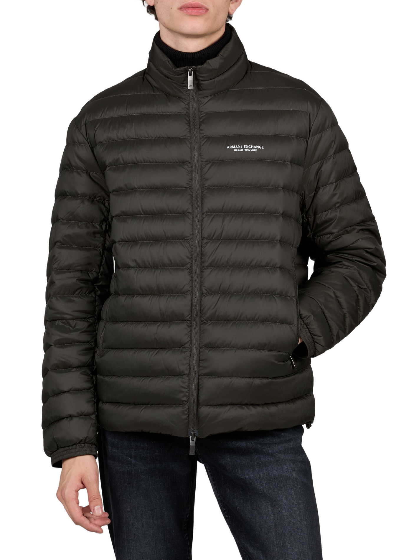 Quilted straight down jacket ARMANI EXCHANGE Khaki
