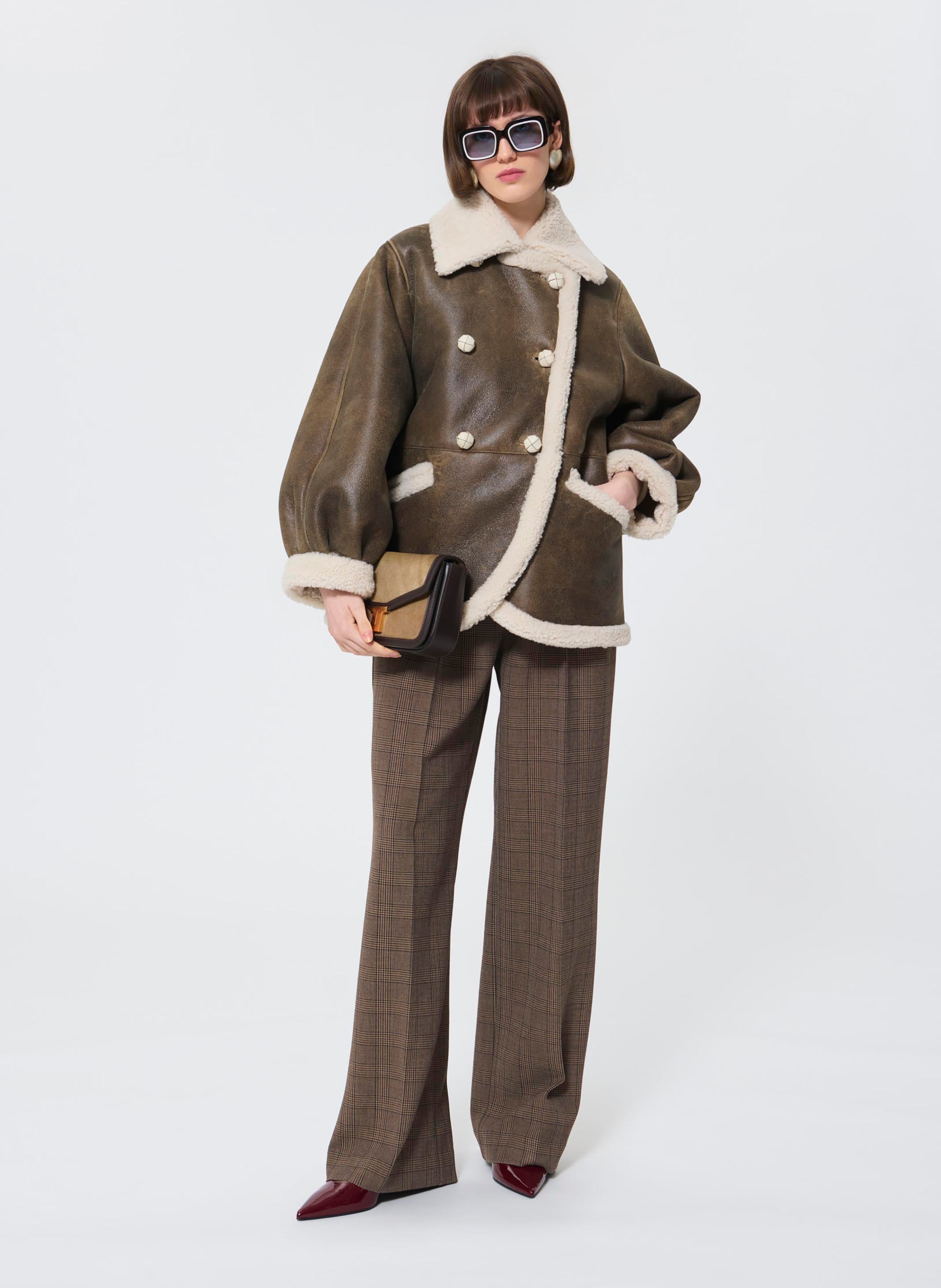Manteau peau lainee misha TARA JARMON Marron