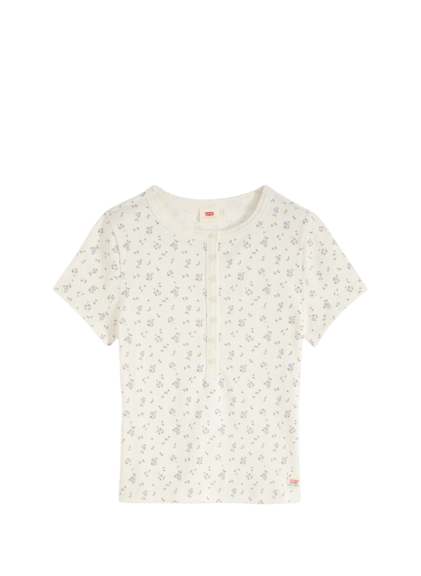 Henley T-shirt in gemêleerde pointelle gebreide katoenmix LEVI'S Wit