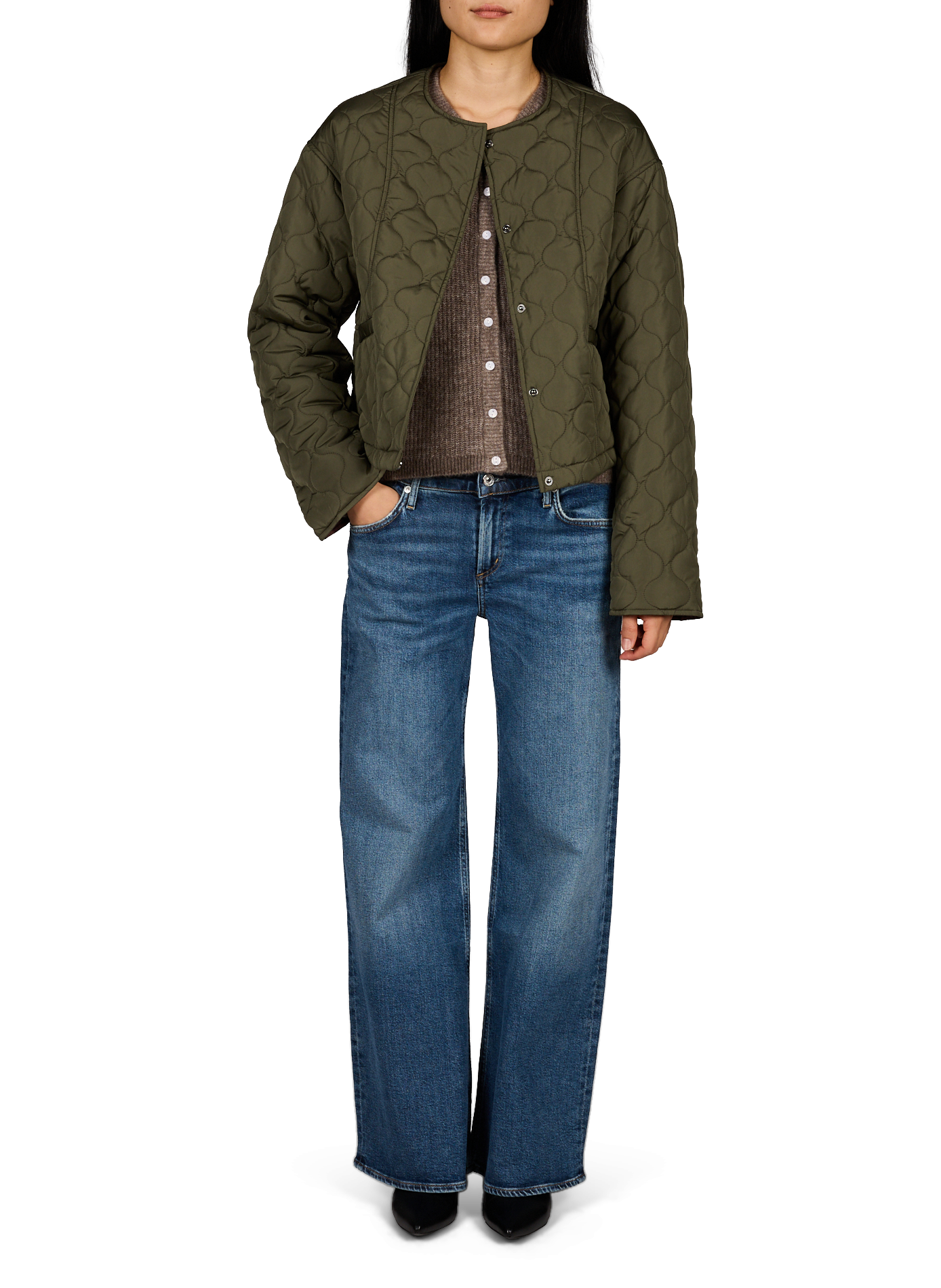 Vilory Rippstrick-Cardigan mit Rundhalsausschnitt VILA Braun