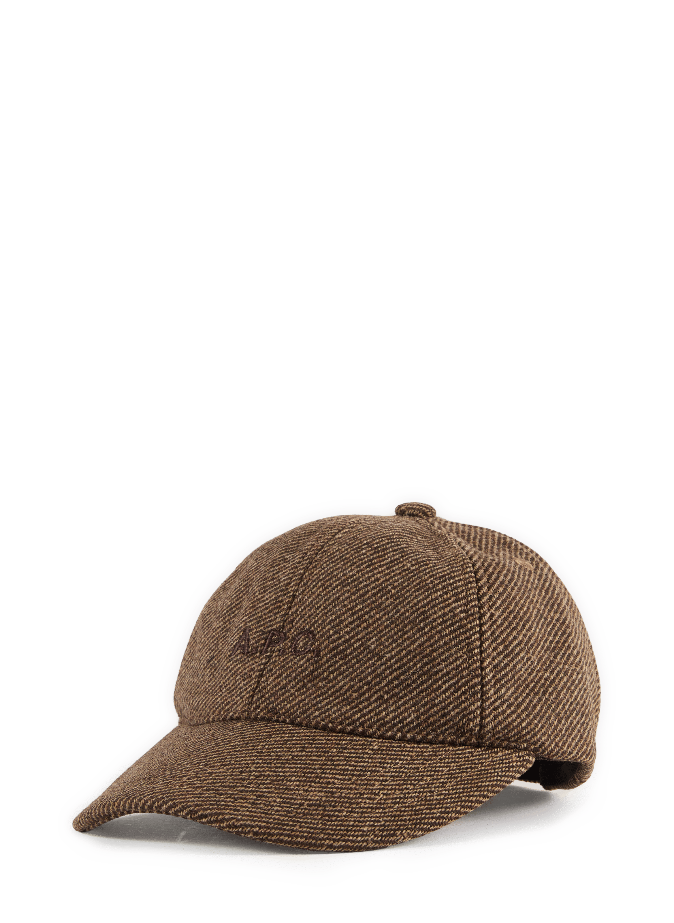Geborduurde wollen blend pet met logo A.P.C. Bruin