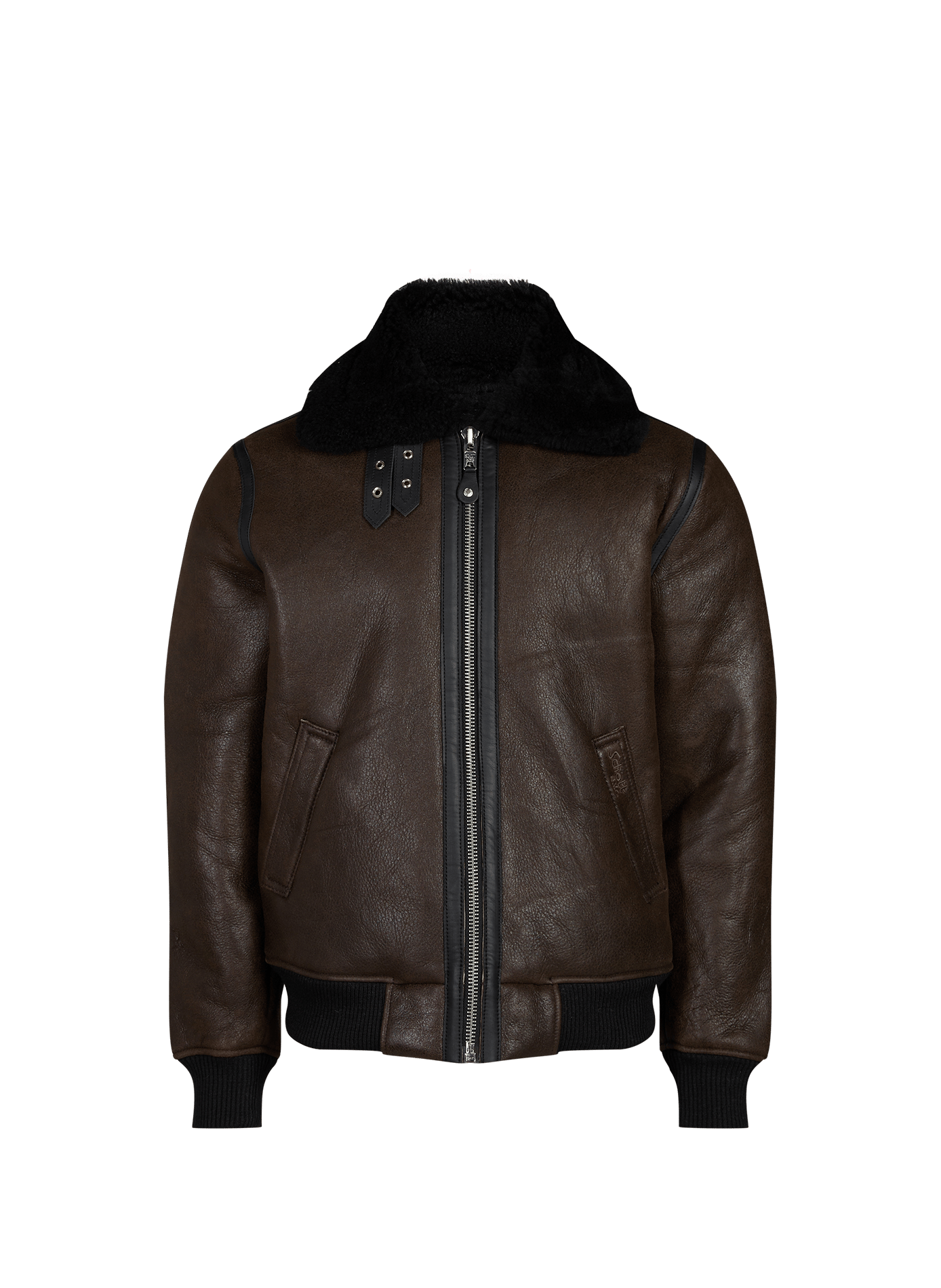 Gerader Blouson mit klassischem Kragen aus Schaffell SCHOTT Braun