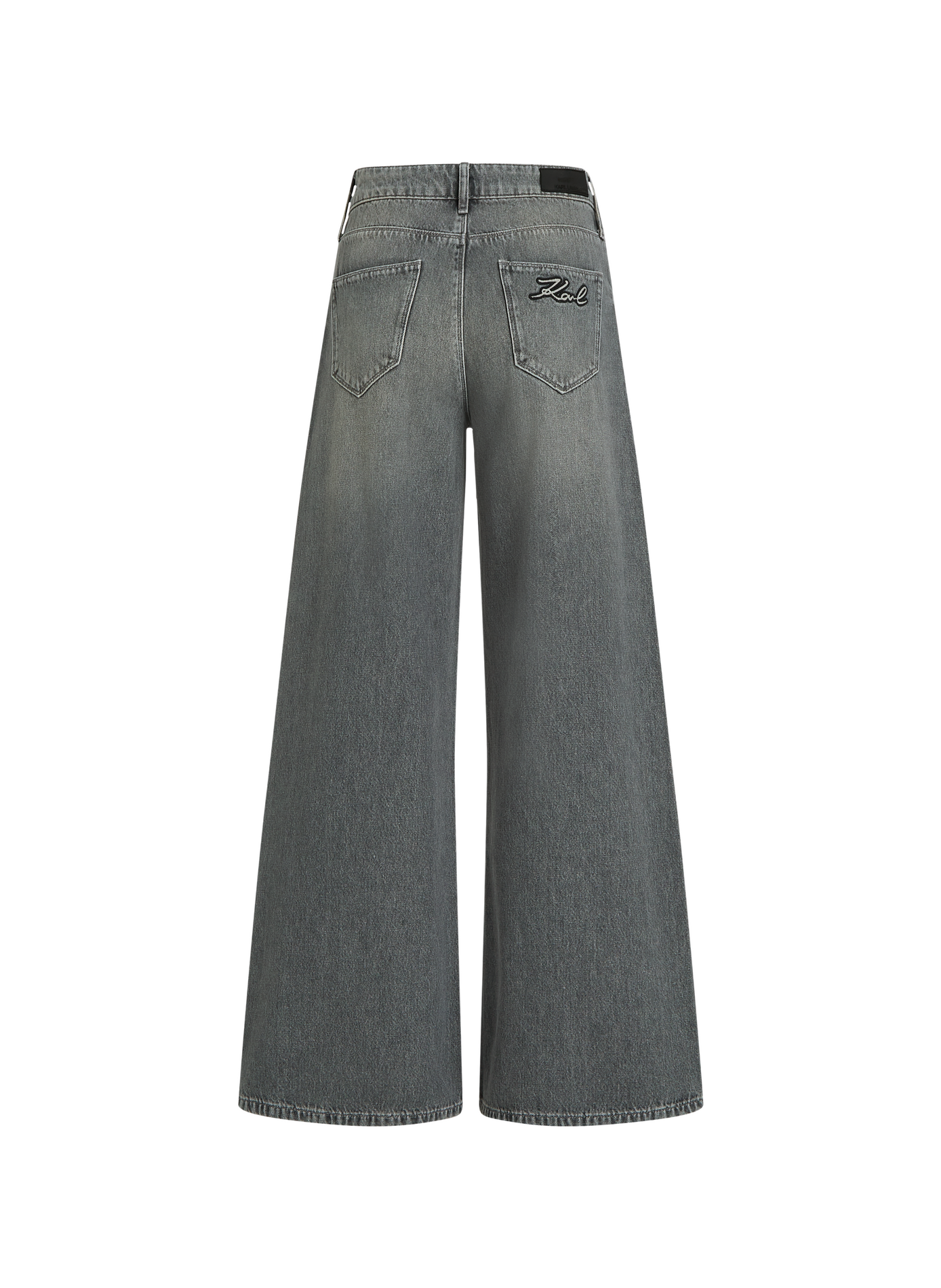 Wide-leg washed denim jeans KARL LAGERFELD Grey