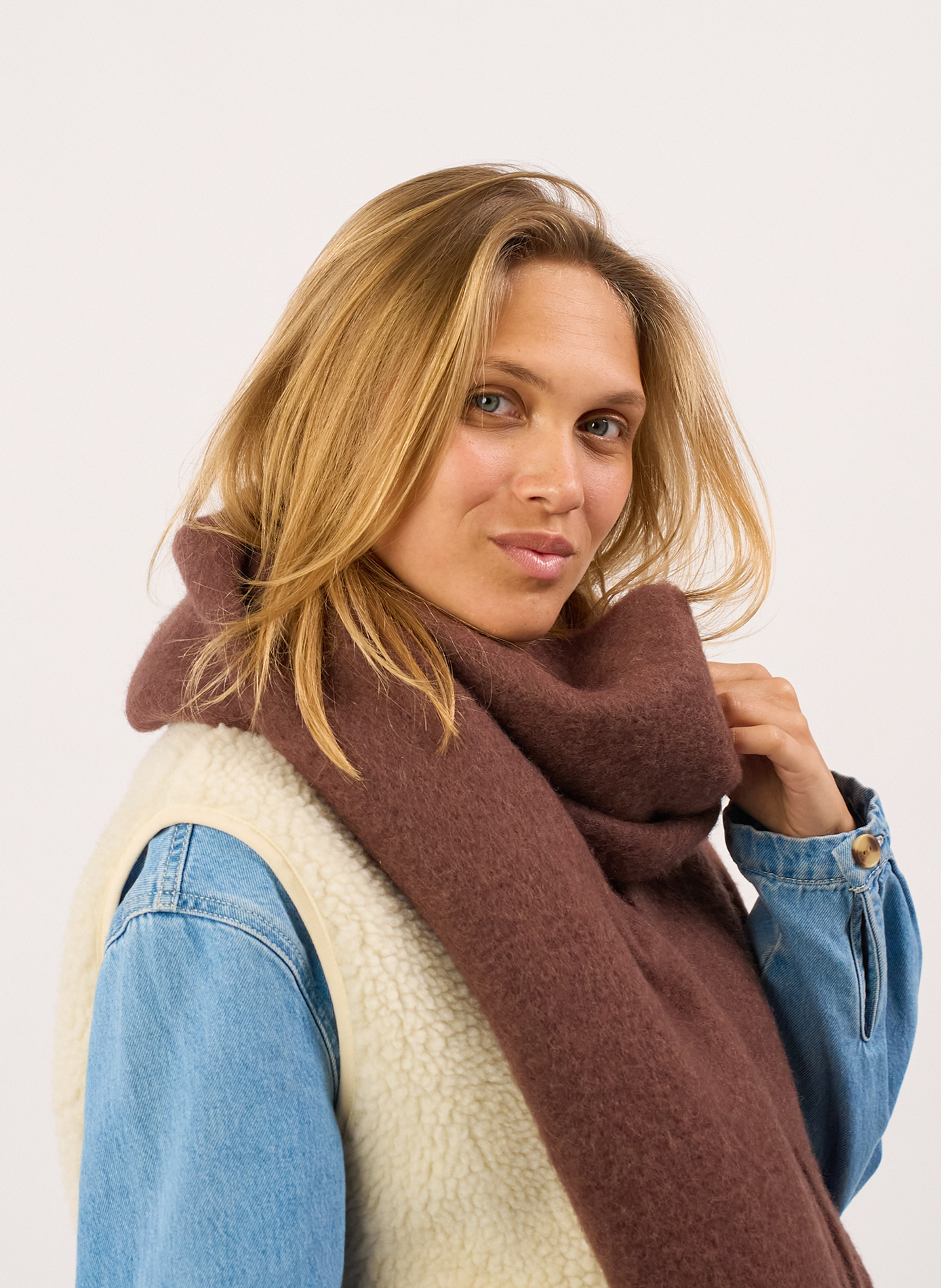 Echarpe en laine large BILLYBELT Marron