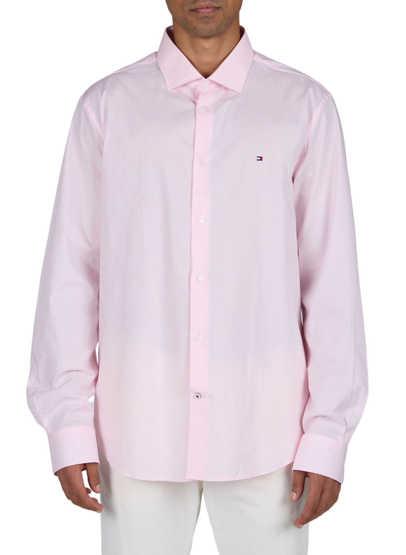 Gerade geschnittenes Hemd mit klassischem Kragen aus Baumwollmischung TOMMY HILFIGER Rosa