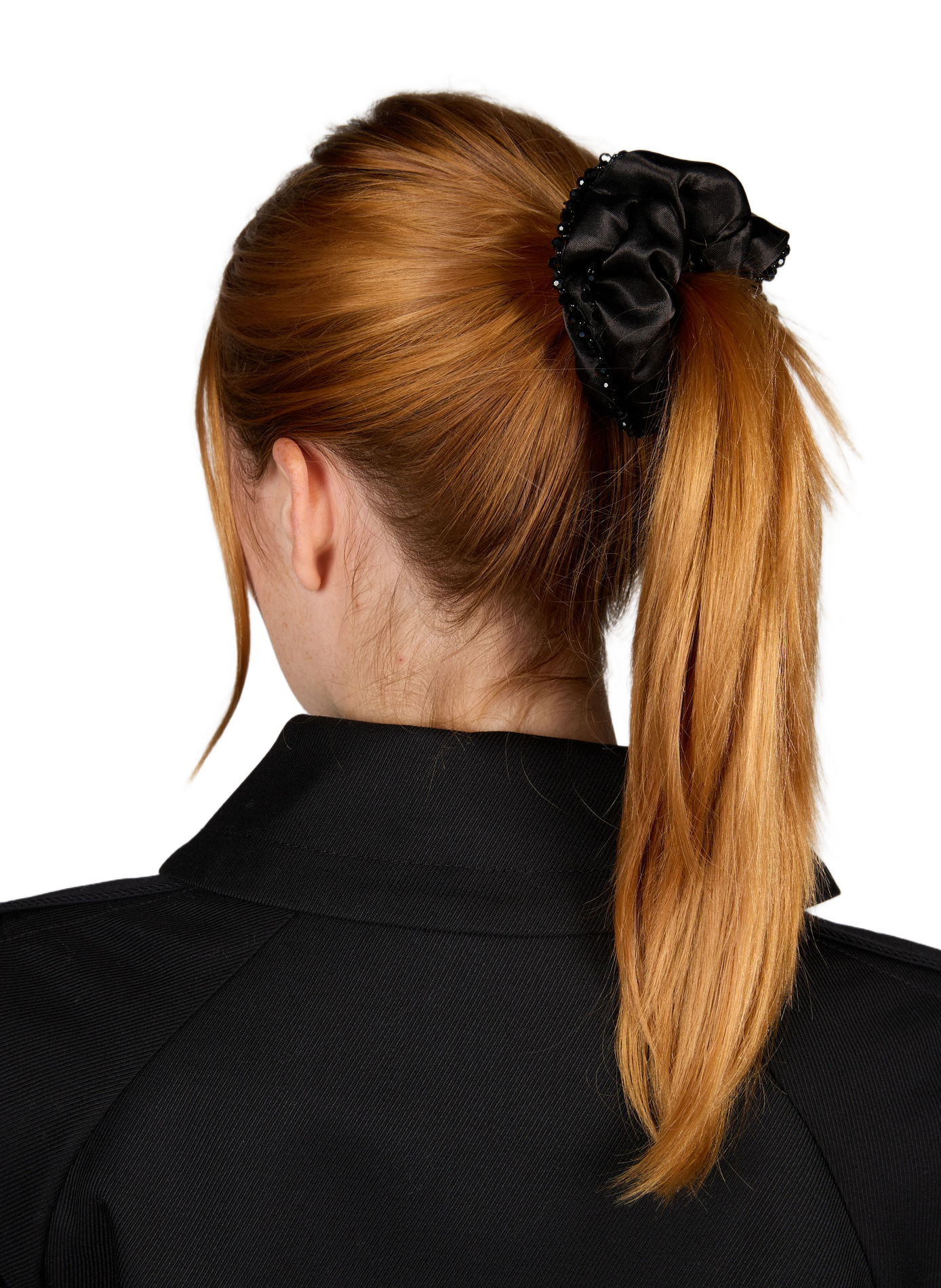 Satin Haargummi mit Perlen AU PRINTEMPS PARIS Schwarz