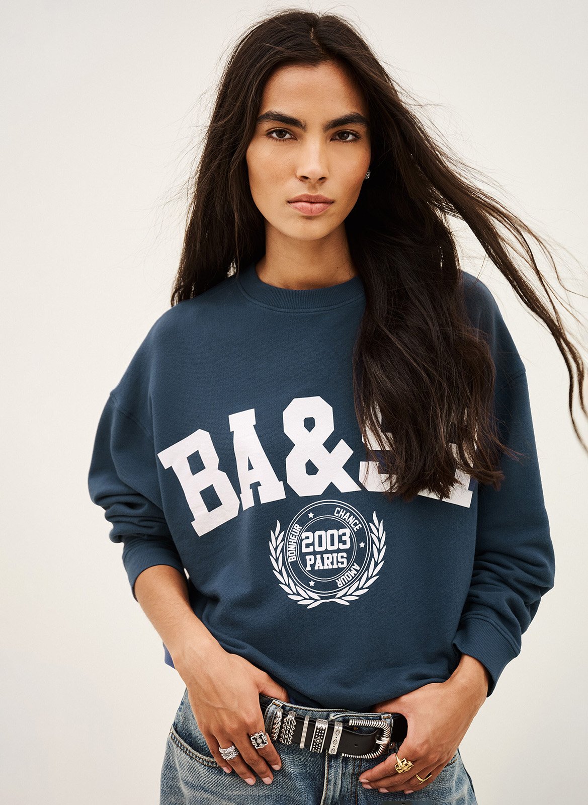 Sweat à logo imprimé en coton mélangé benjamin BA&SH Beige