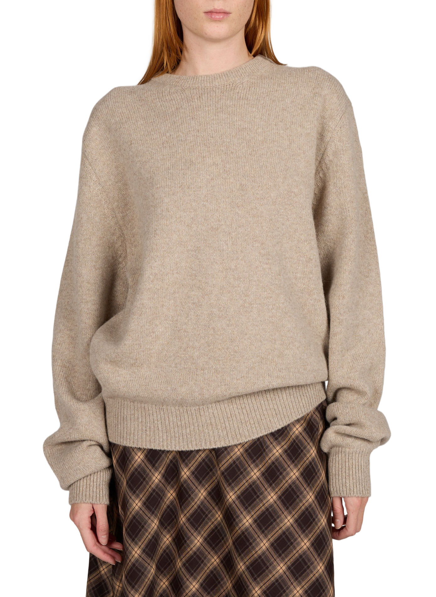 Rundhalsausschnitt-Pullover aus Wolle in weiter Passform LE 17 SEPTEMBRE Beige