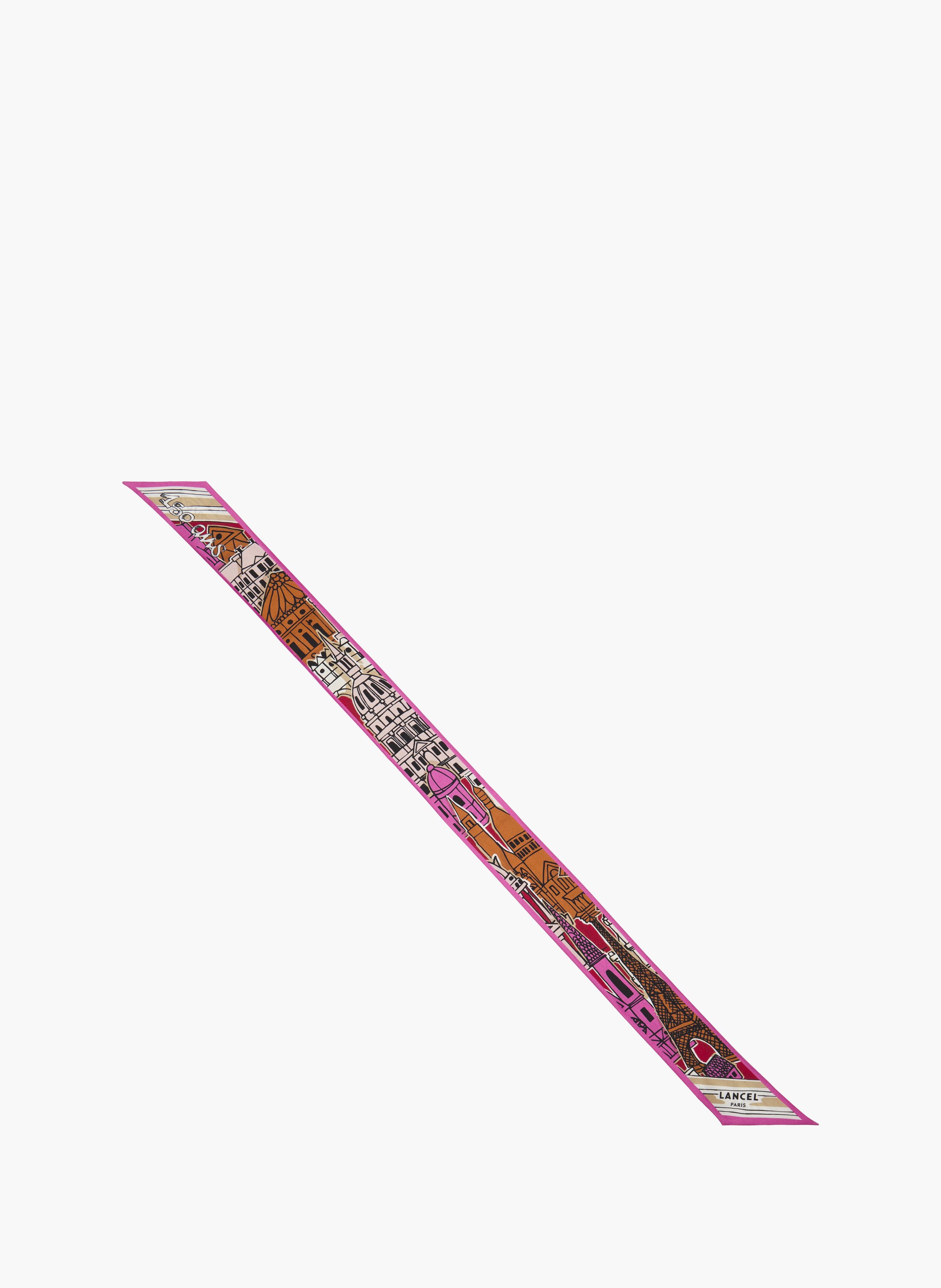 Bandeau motif "paris a la fenetre" en animation 150y : twill de soie imprimee LANCEL Multicolore