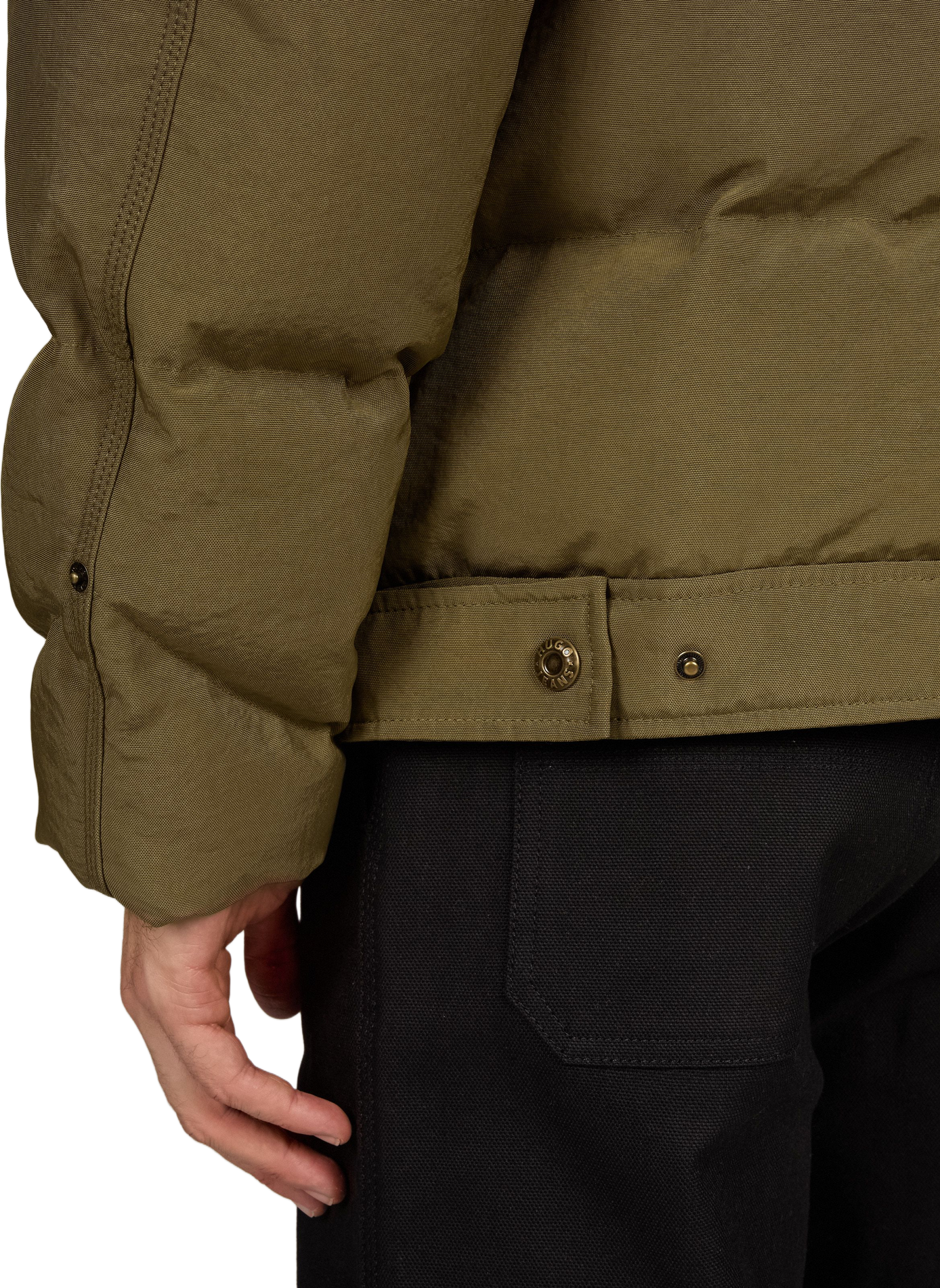 Straight puffer jacket with classic collar HUGO BLUE Khaki