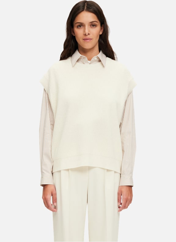 Pull sans manche à côtes - joely Beige by PABLO PABLO Pull sans manche à côtes - joely Beige