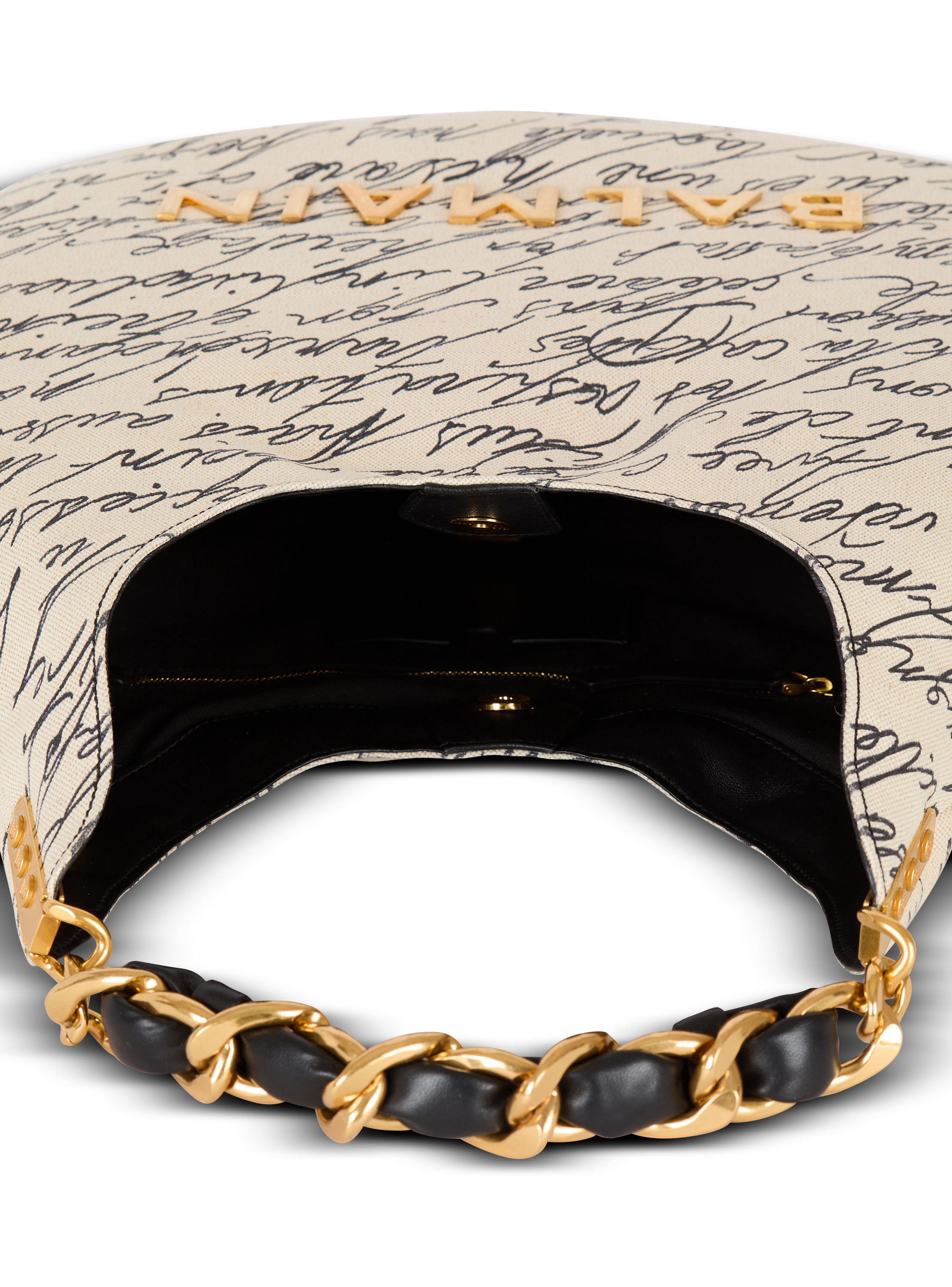 Sac cabas 1945 soft hobo large en toile imprimée BALMAIN Beige