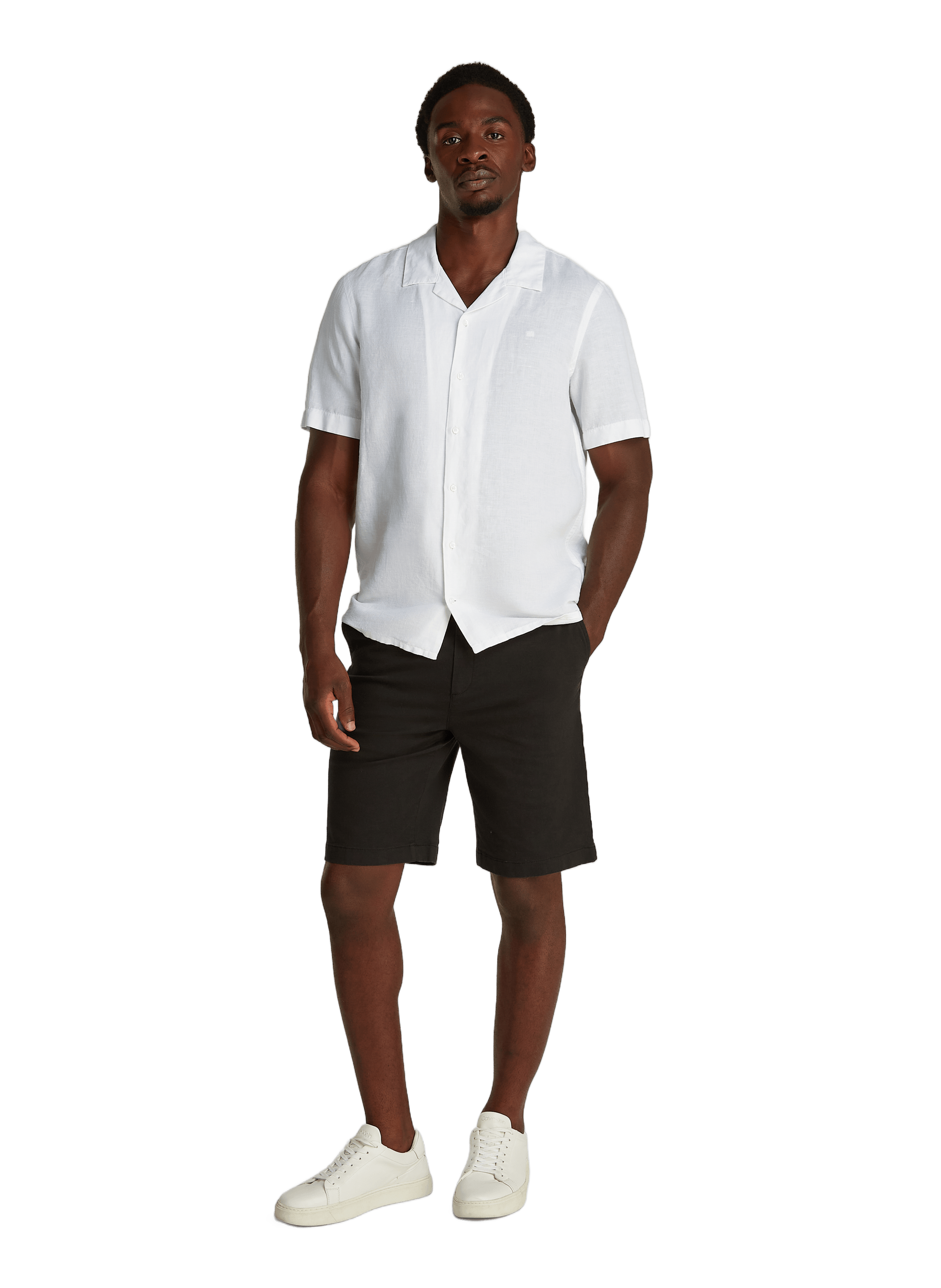 Chemise en lin et coton CALVIN KLEIN Blanc