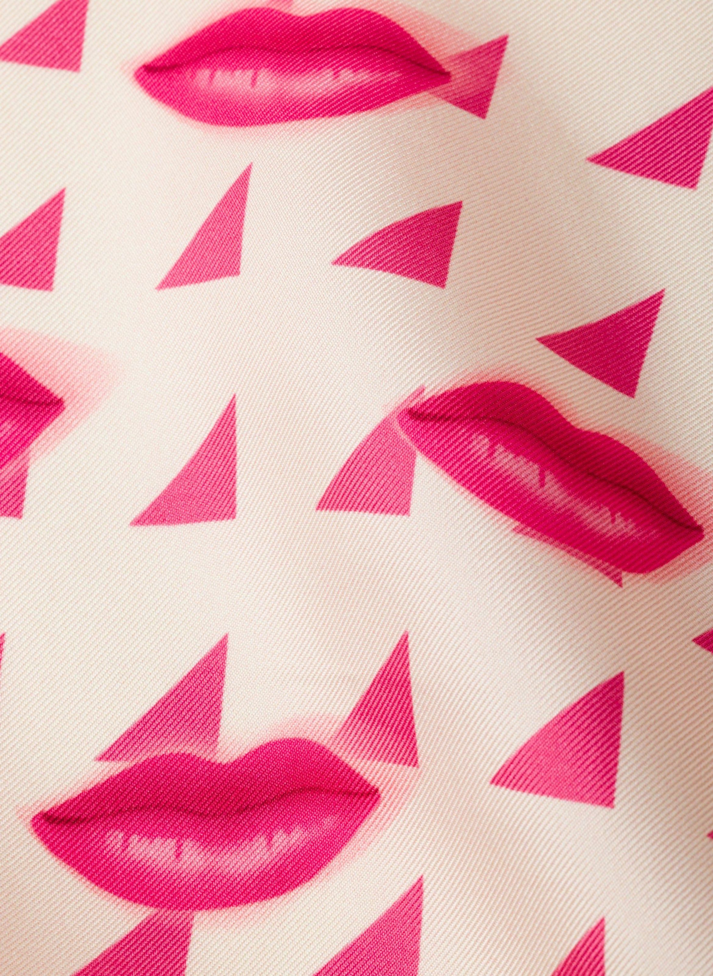 Foulard en sergé de soie imprimé 55 PRADA Rose