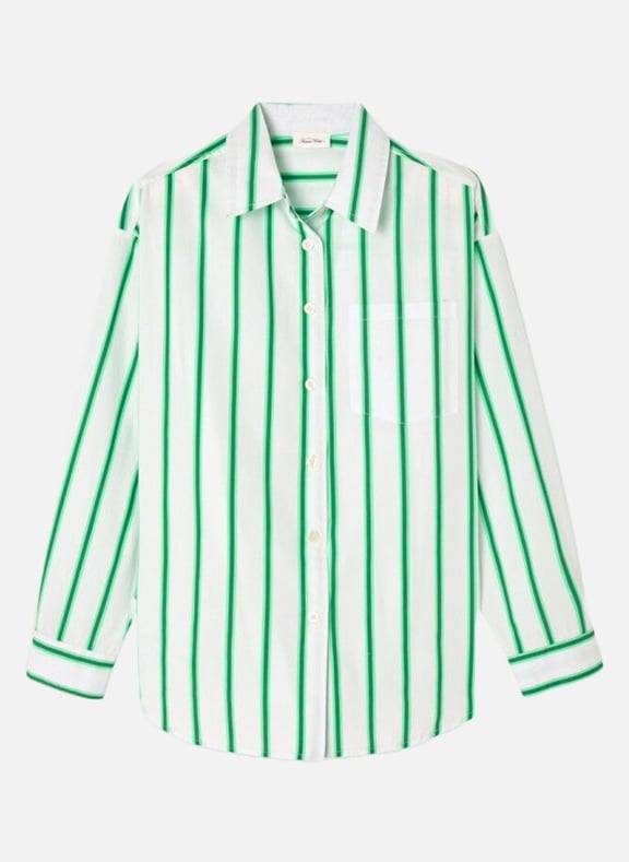 Chemise droite rayée en coton zatybay Vert by AMERICAN VINTAGE AMERICAN VINTAGE Chemise droite rayée en coton zatybay Vert
