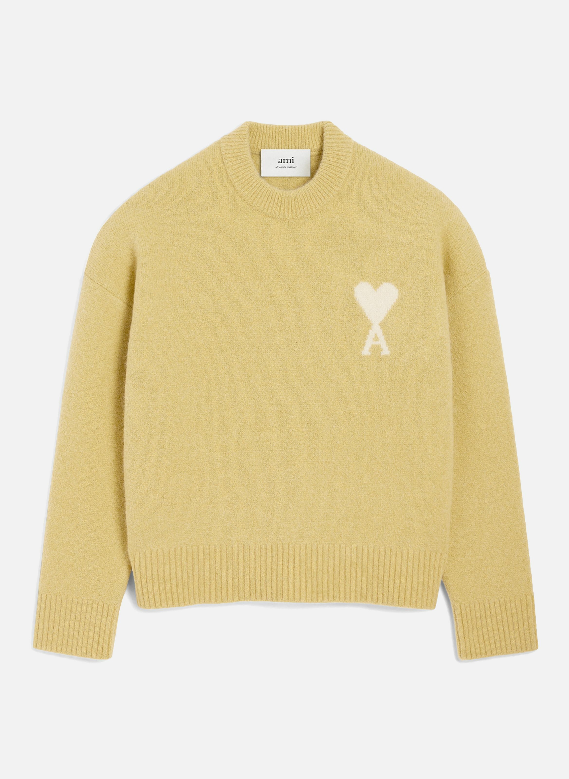 Pull col rond ami de coeur en alpaga unisexe AMI PARIS Vert