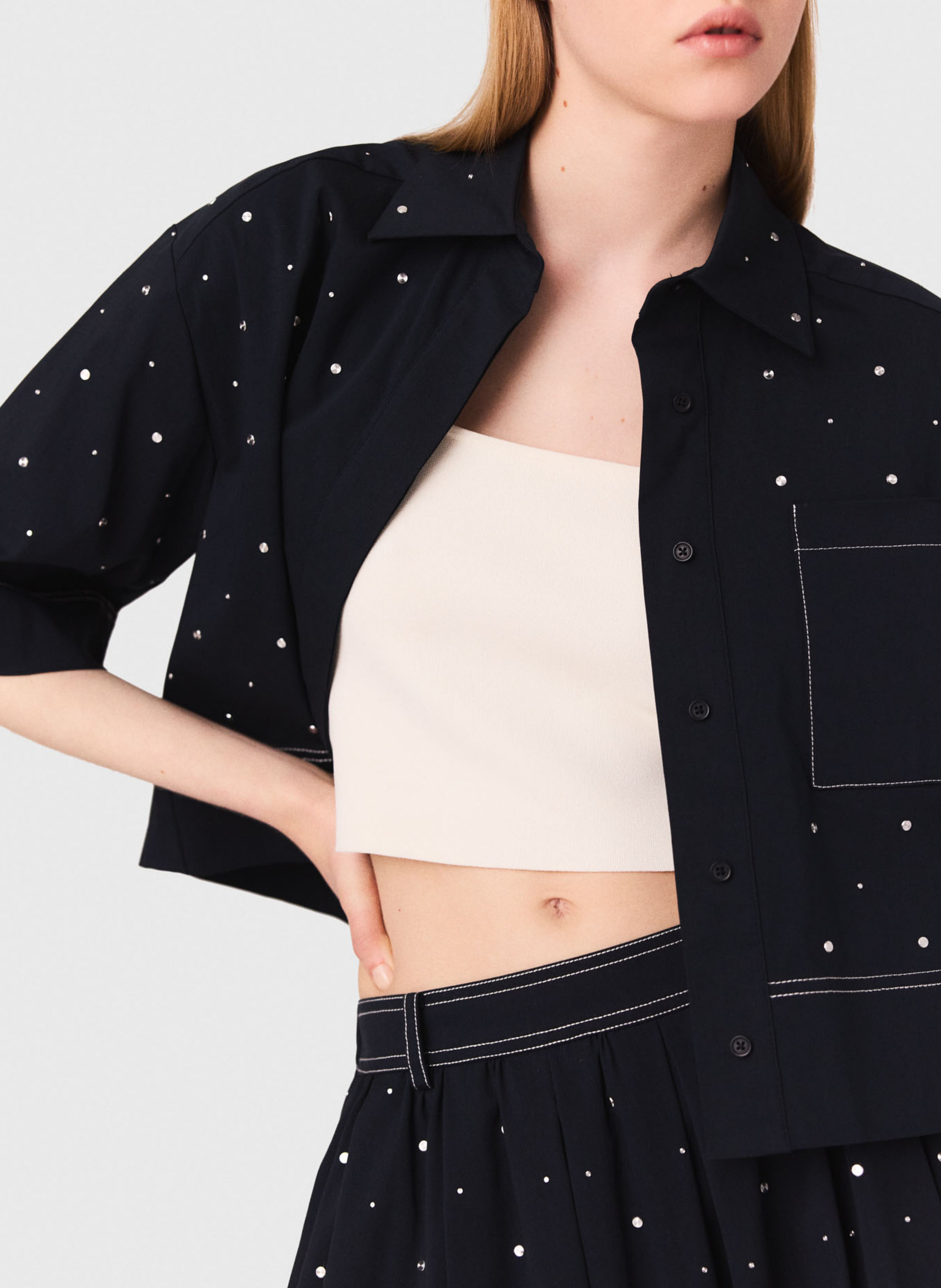 Chemise col classique en coton mélangé MAJE Bleu