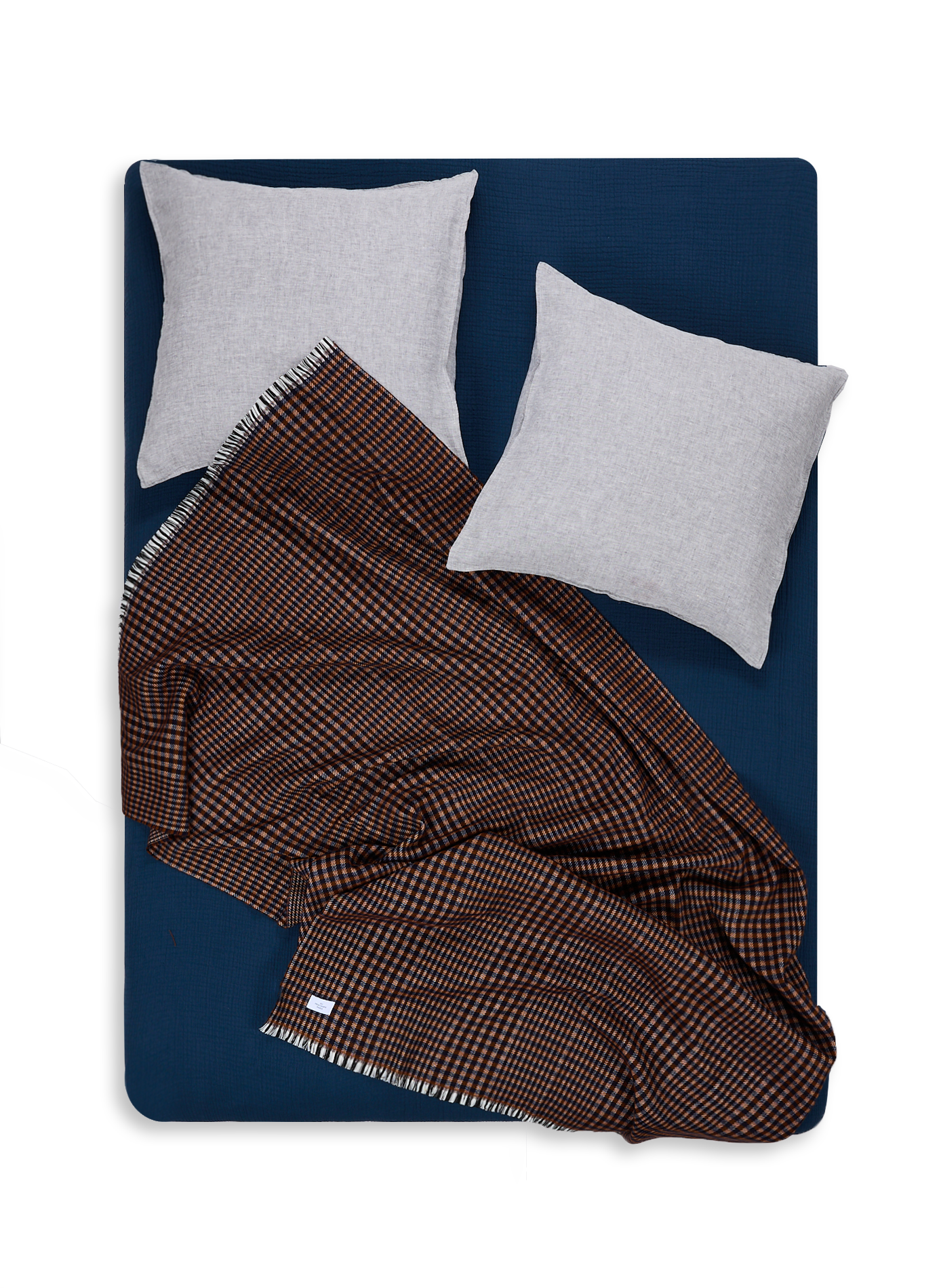 Plaid à motif pied de poule AU PRINTEMPS PARIS Bleu