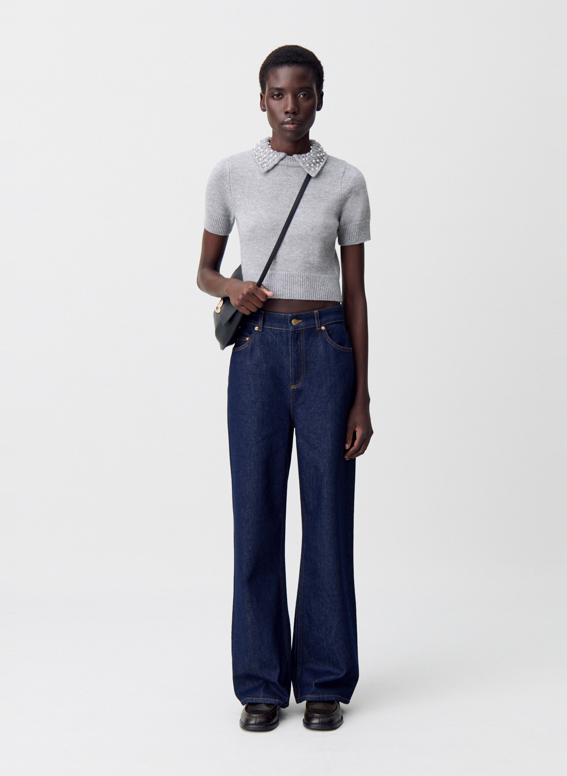 Top ajusté en laine et cachemire miray CLAUDIE PIERLOT Gris