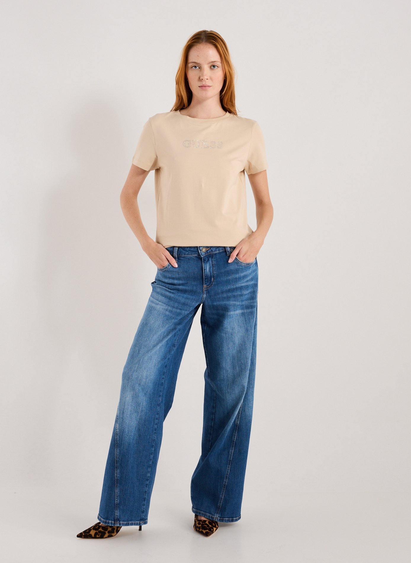 Classic Cotton T-Shirt GUESS Beige