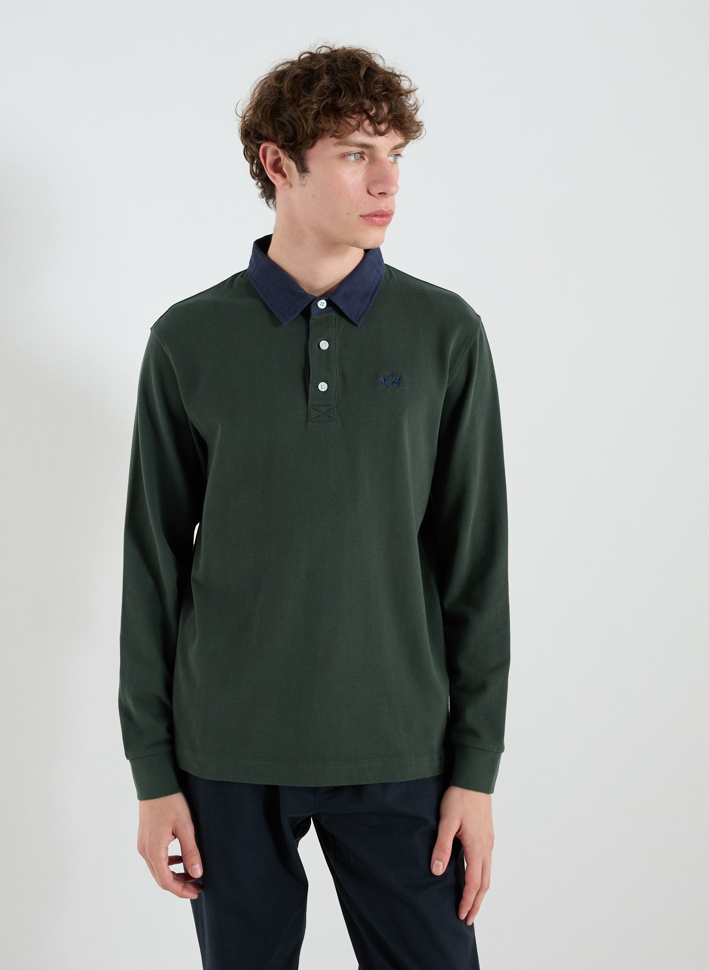 LA MARTINA Long-sleeve cotton Polo shirt Green