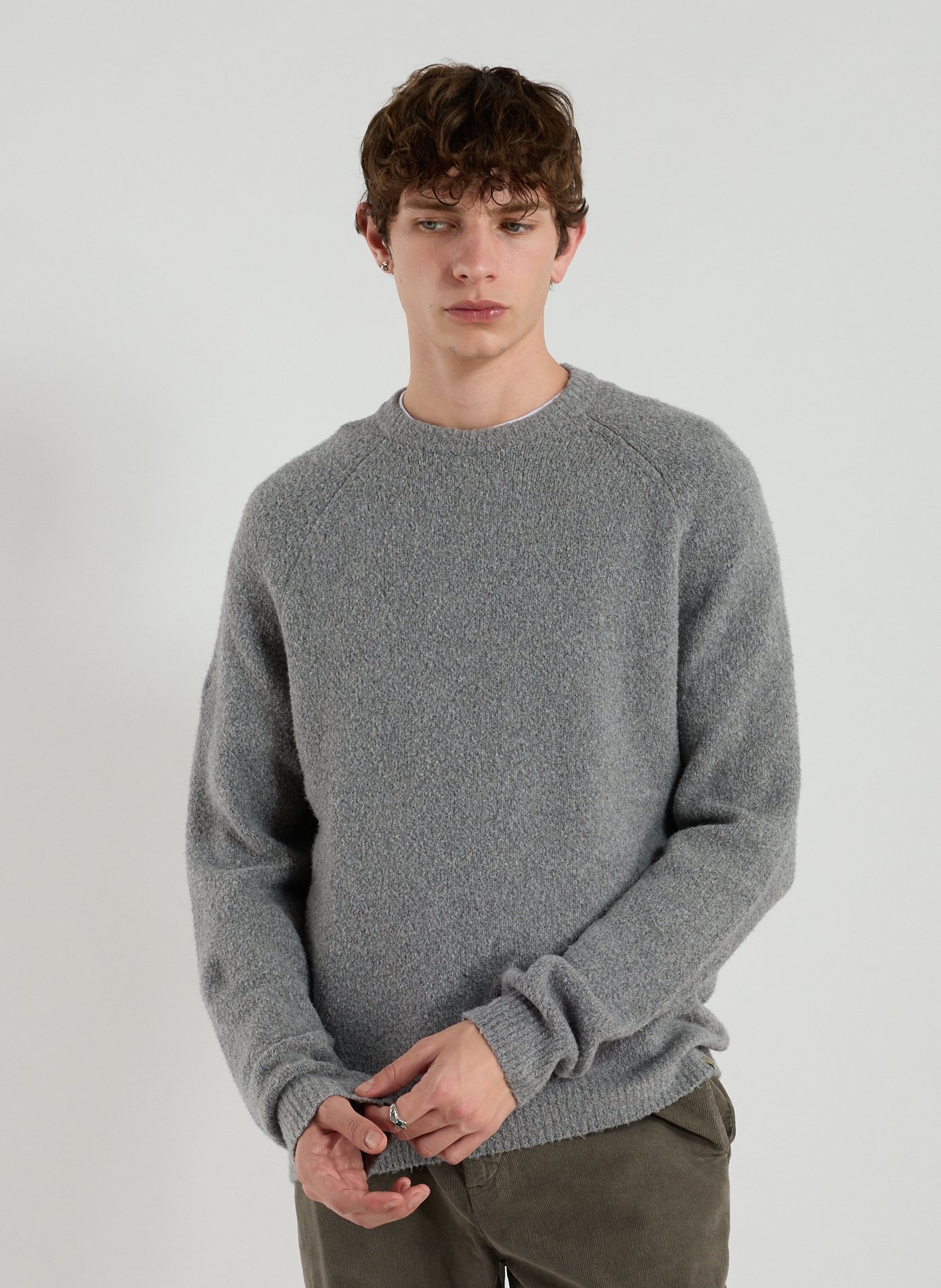 WOOLRICH Cotton-blend round-neck jumper Grey