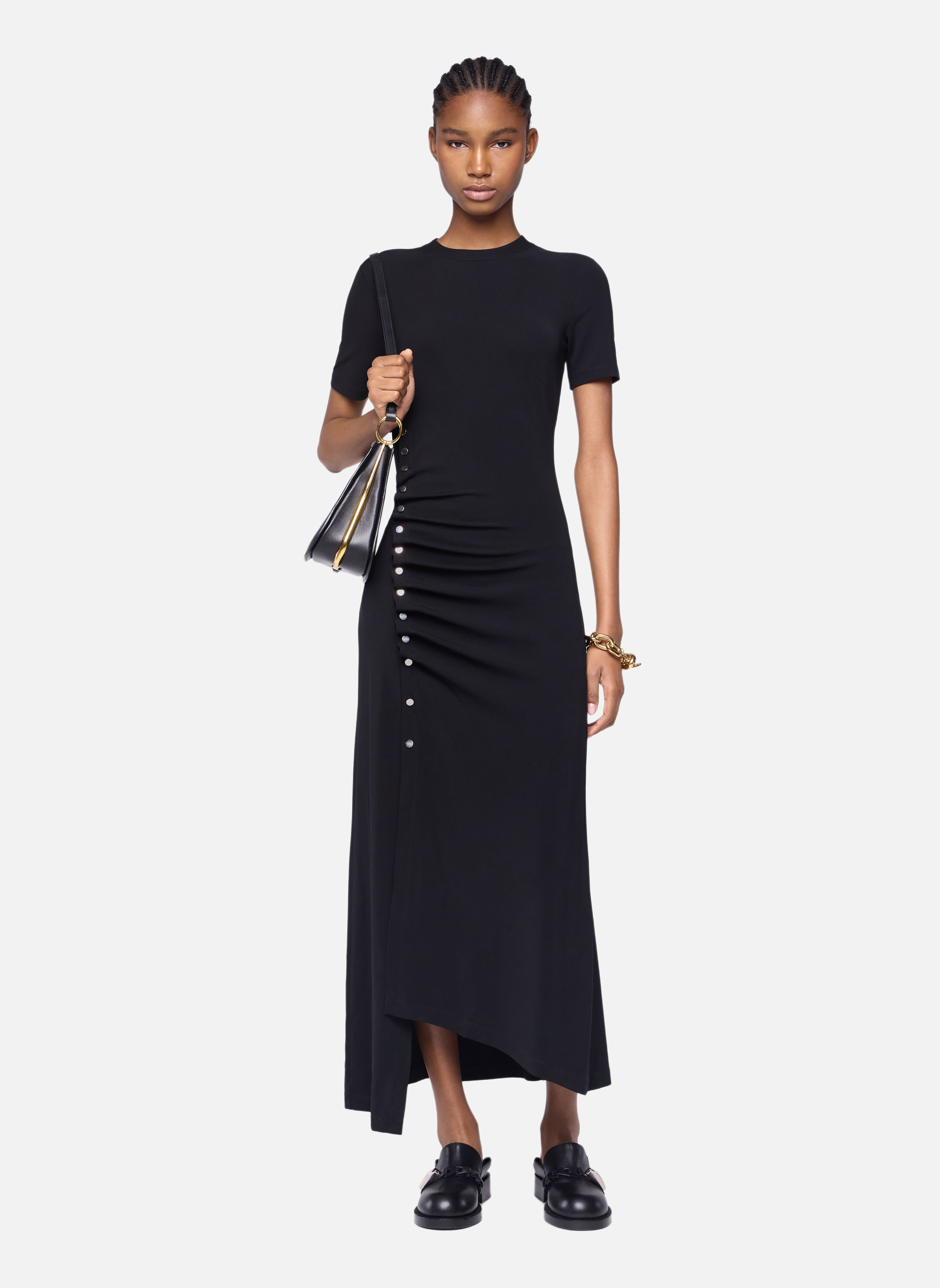 Robe longue drapée en jersey RABANNE Noir