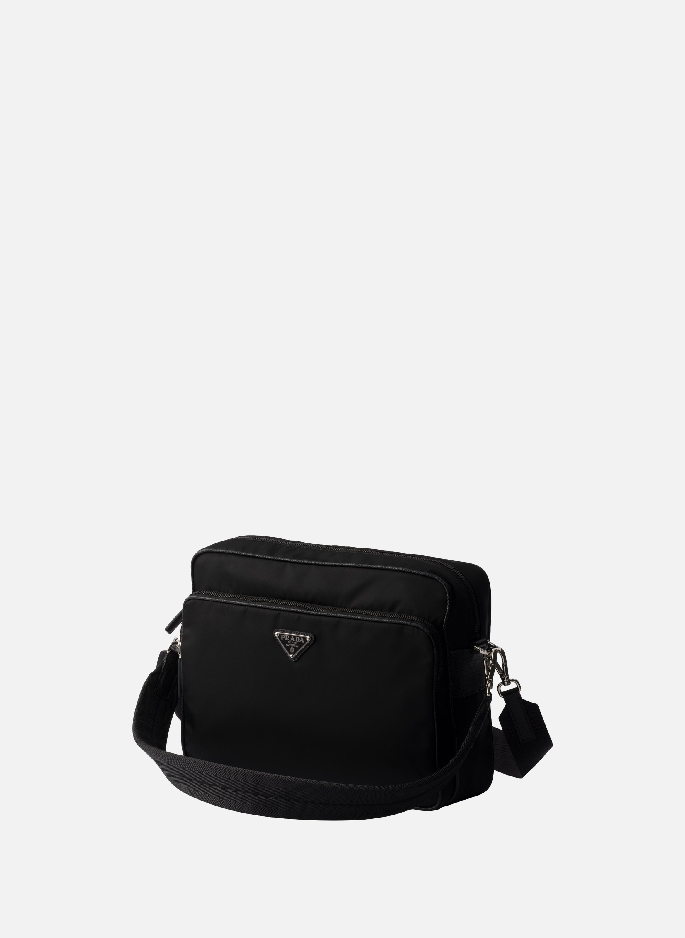 Sac porté épaule en re-nylon et cuir saffiano PRADA Noir
