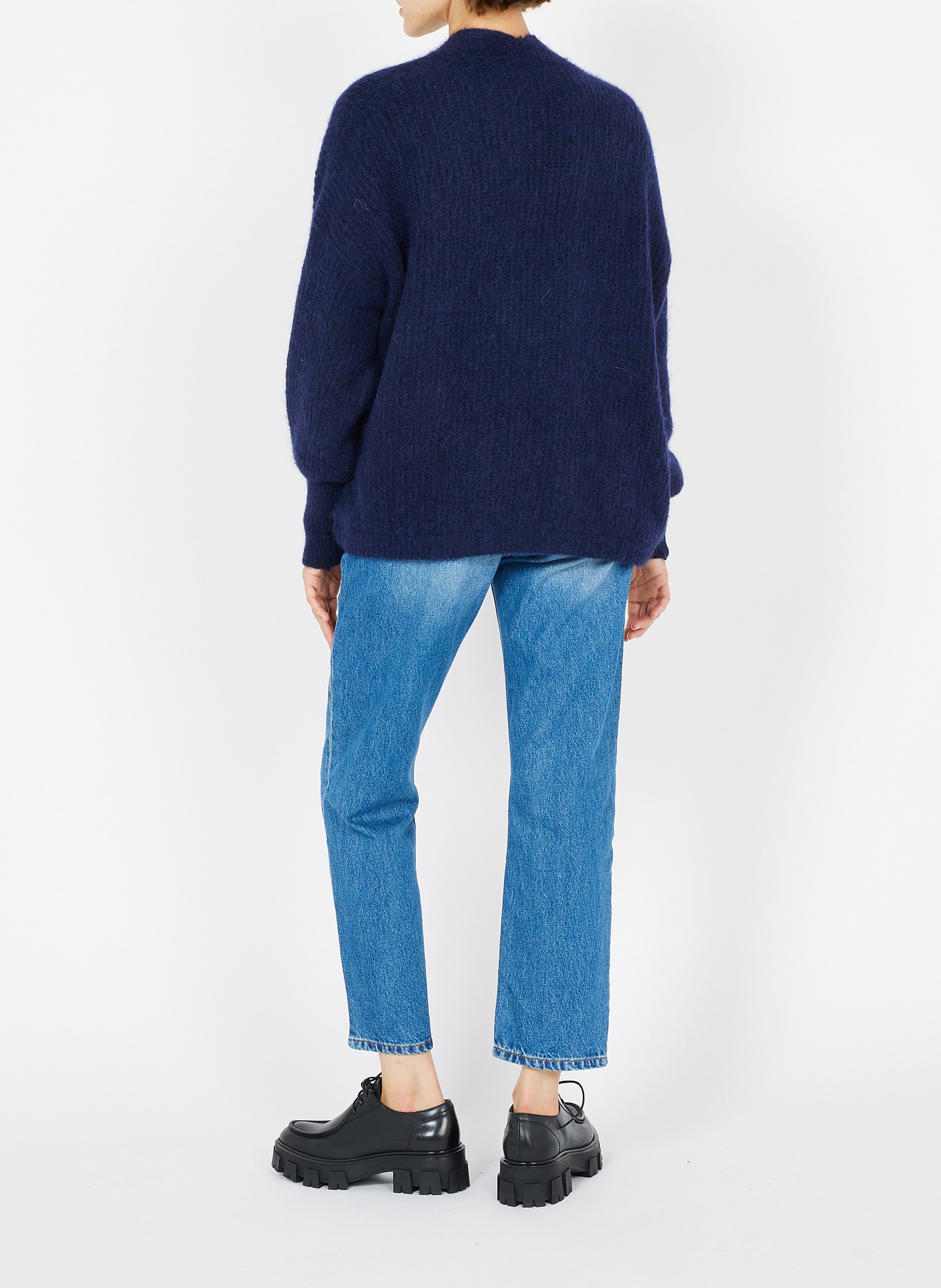 Gilet ouvert en laine et alpaga mélangé east AMERICAN VINTAGE Bleu