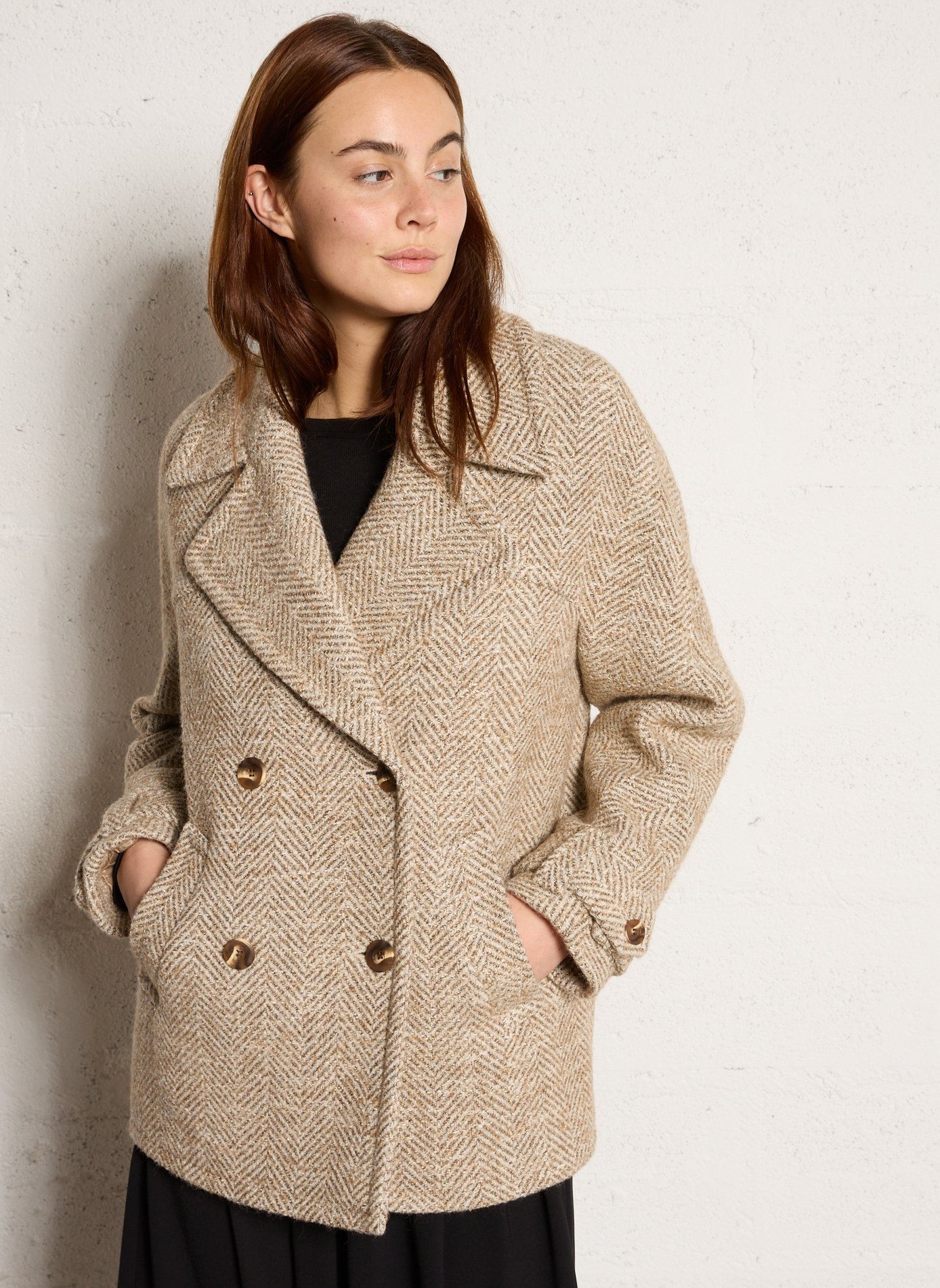 Manteau col tailleur  en laine mélangée dean MAISON 123 Beige