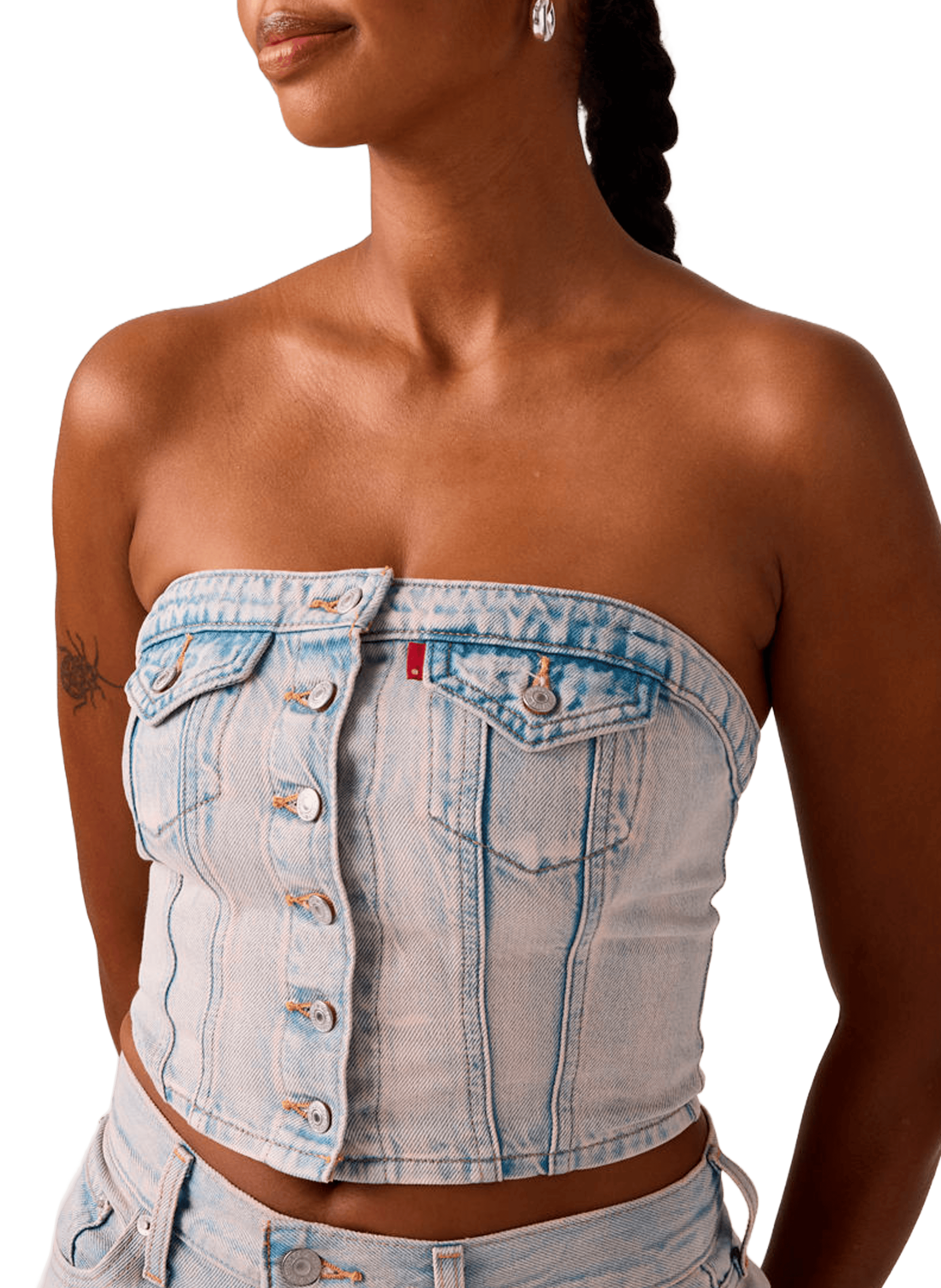 Top bustier délavé en coton LEVI'S Pink