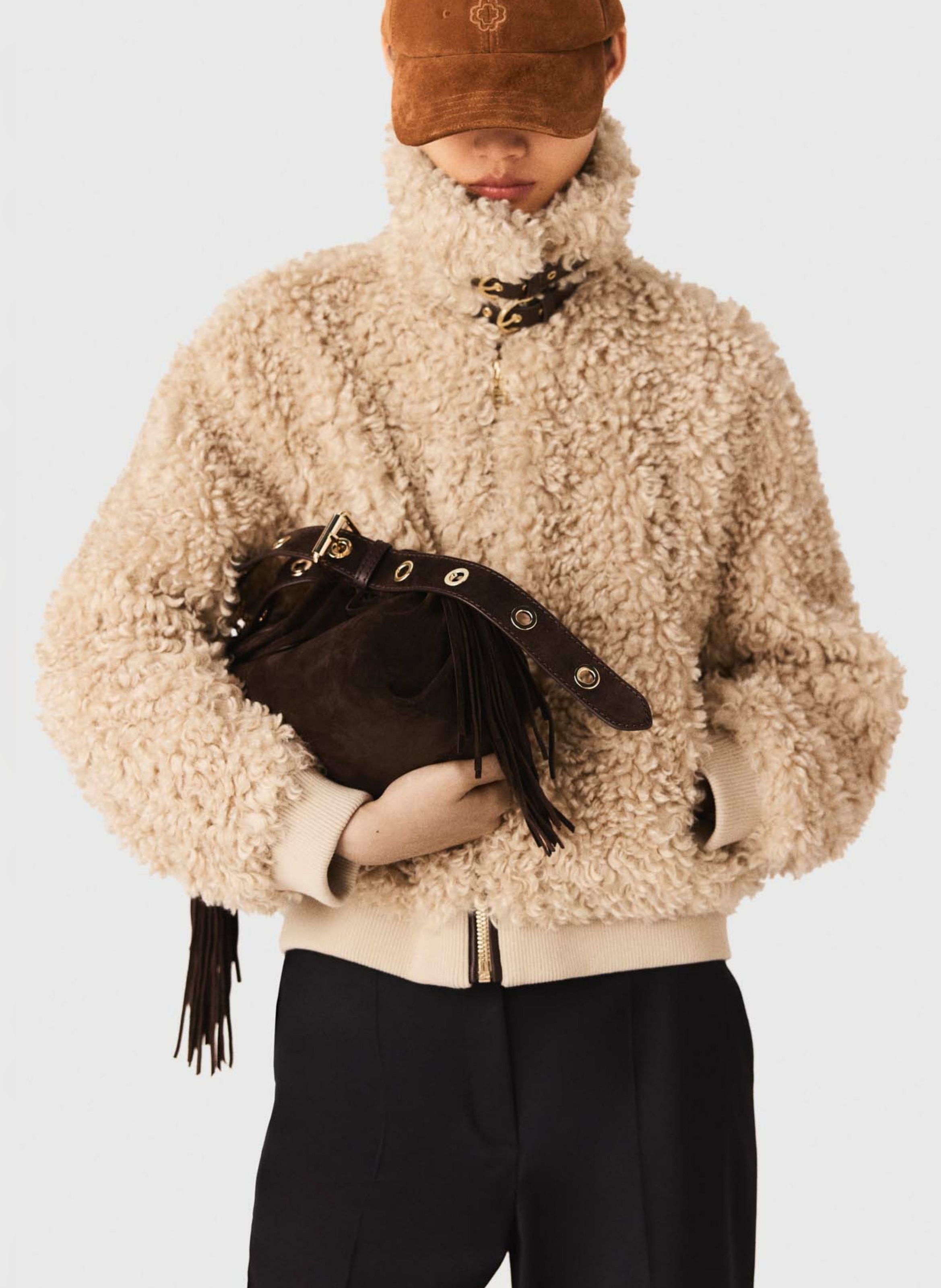 Veste oversize col montant MAJE Beige