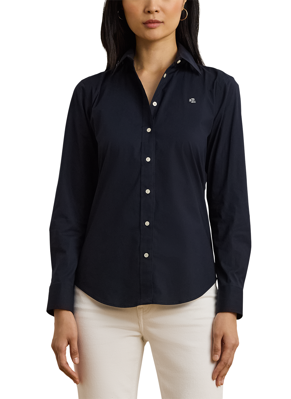 Chemise ajustée à col classique en coton LAUREN Bleu