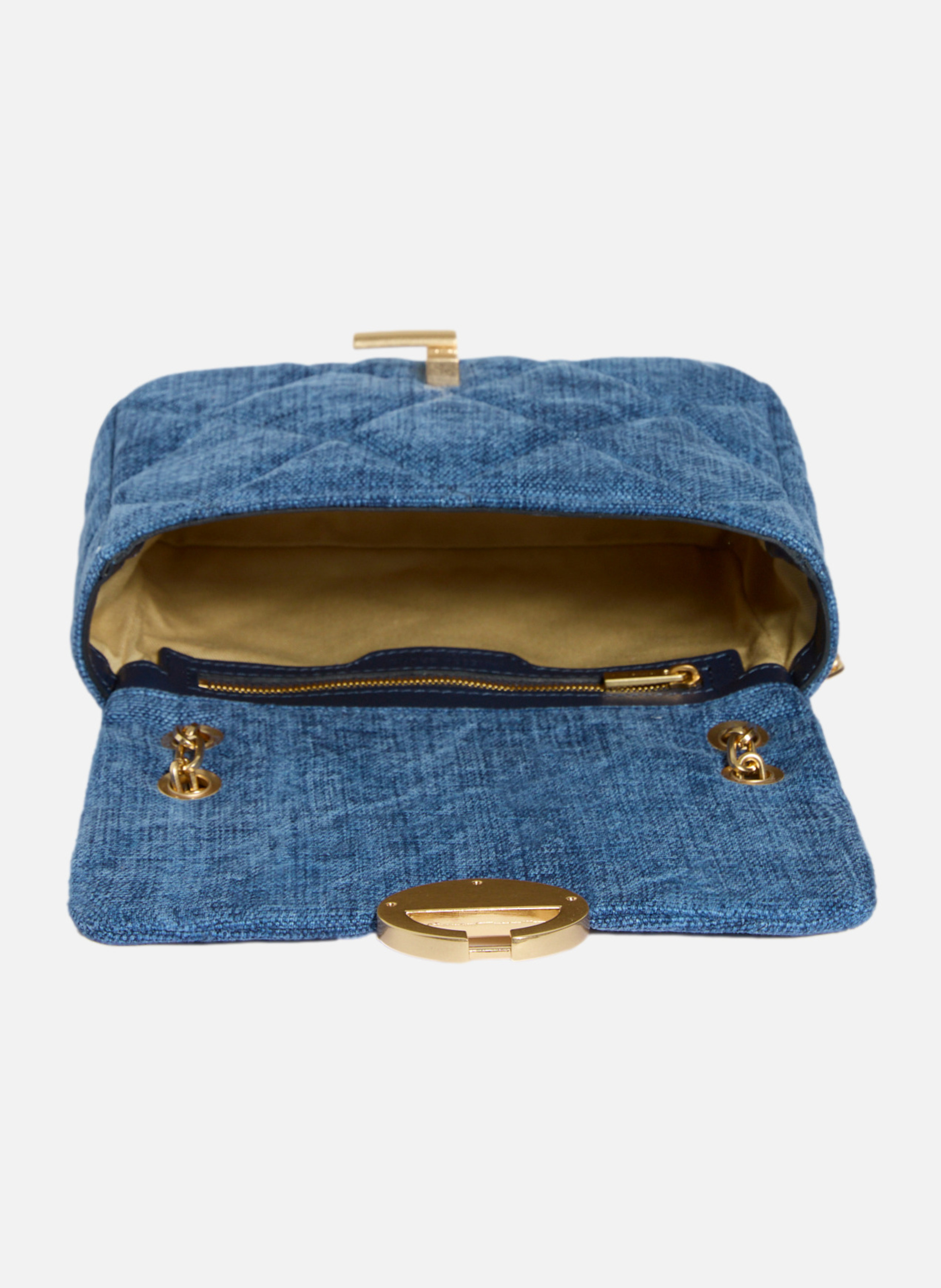 Moyen sac moon en lin VANESSA BRUNO Bleu