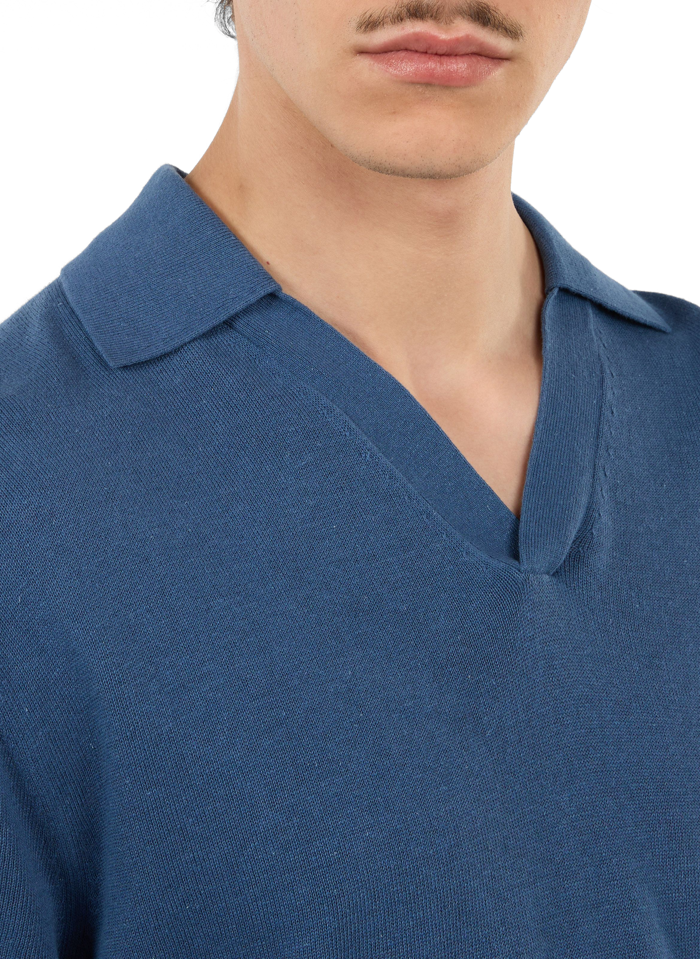 Polo Holl à manches courtes en lin et coton SAISON 1865 Bleu