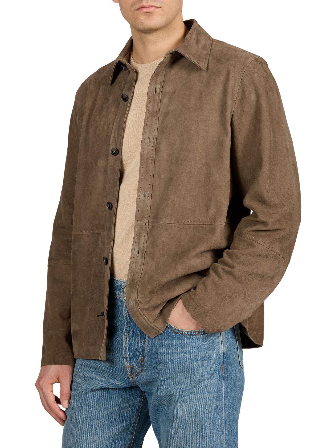 Veste col classique en cuir suédé CLOSED Gris