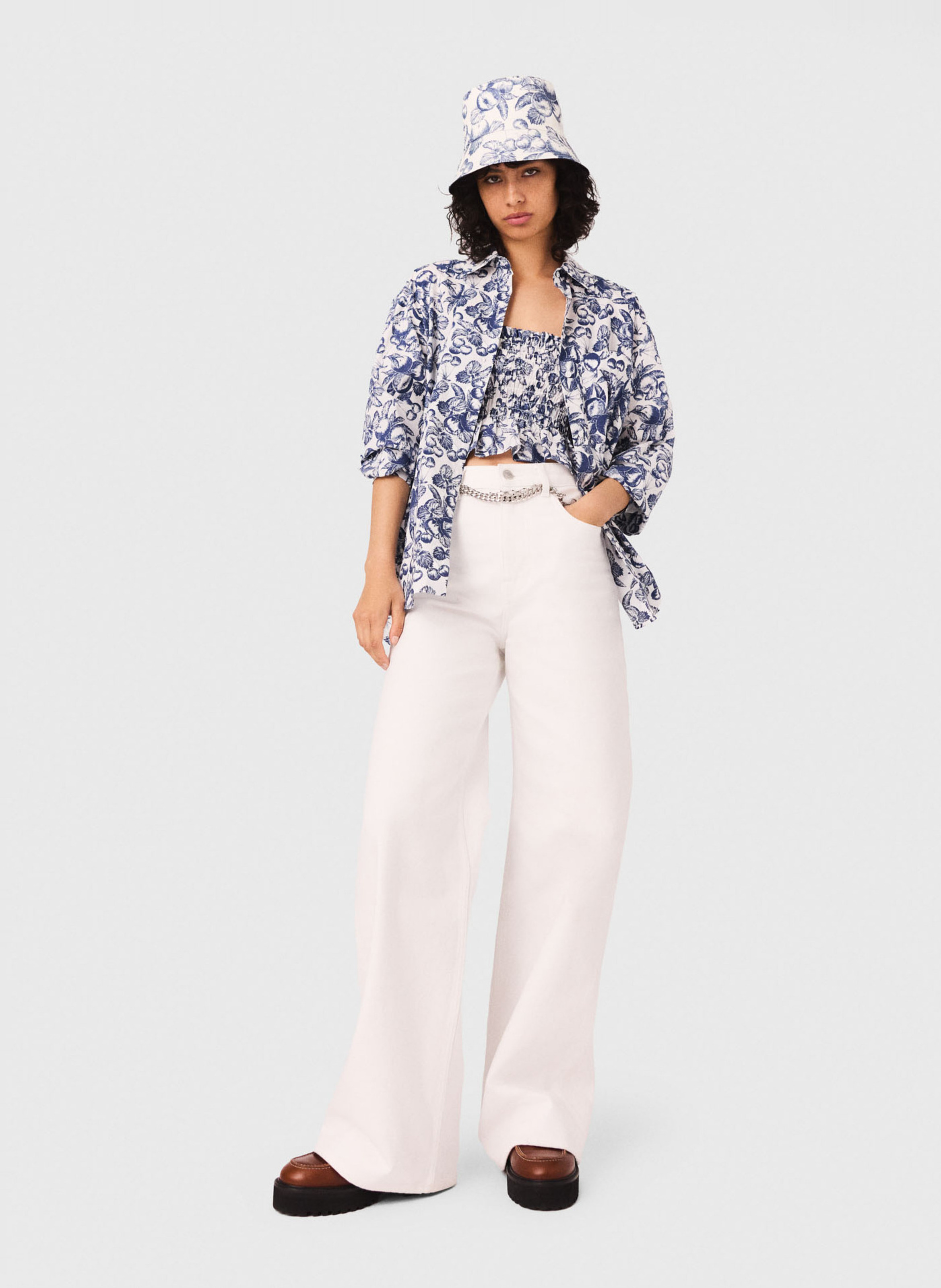 Jean large en coton mélangé MAJE Blanc