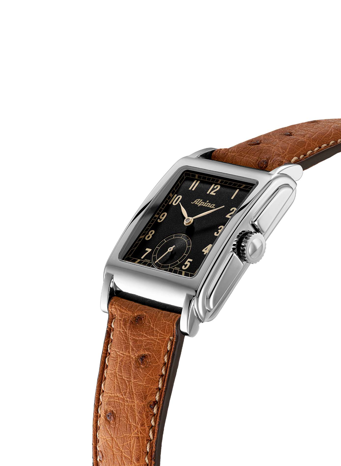 Montre automatique Heritage Carrée Automatic 140 Years en cuir d'autruche ALPINA Noir