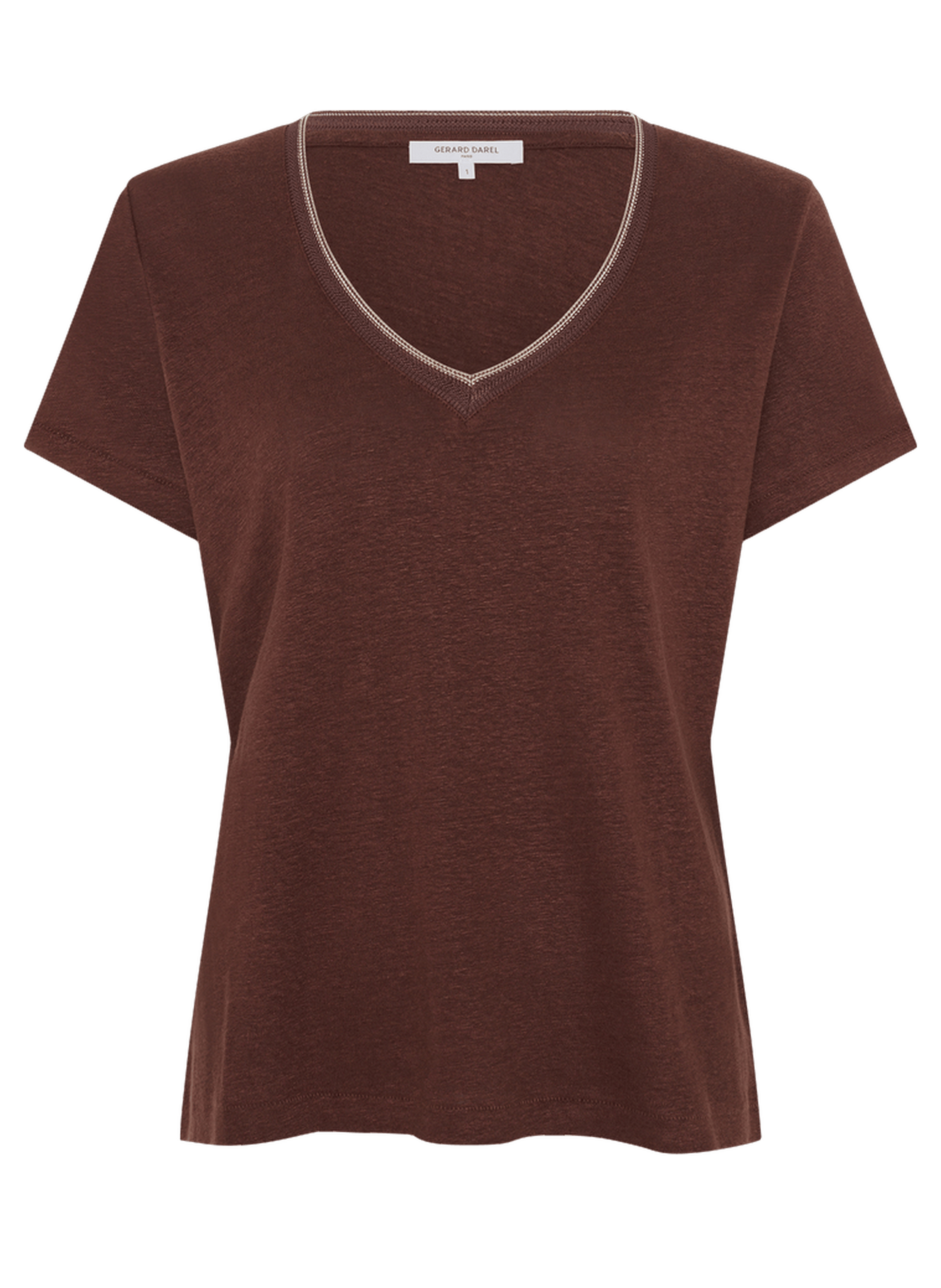 T-shirt v en lin à lurex - mirana GERARD DAREL Marron