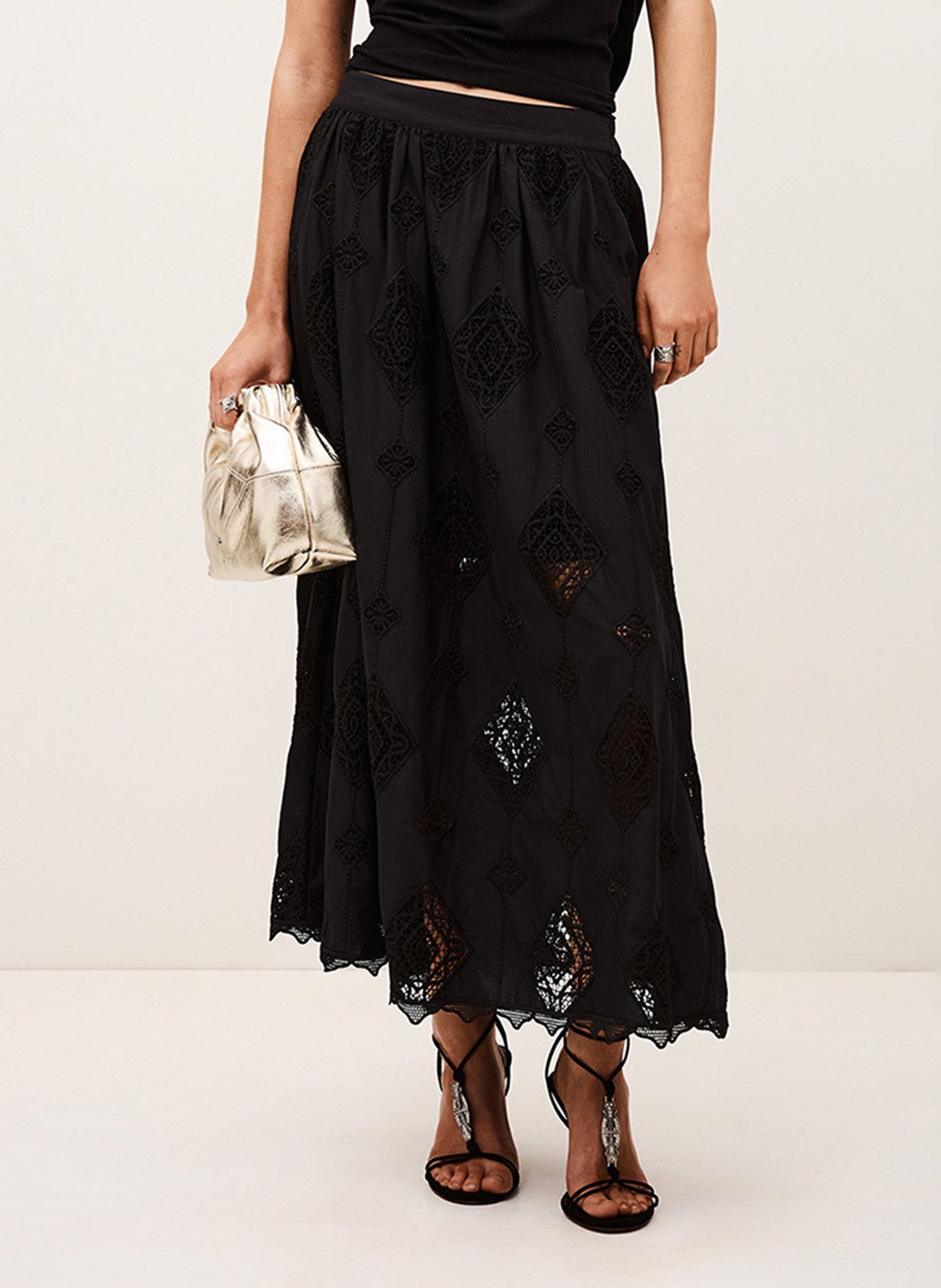 Jupe longue en coton mélangé mona BA&SH Noir