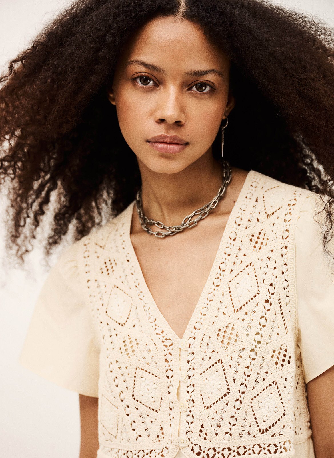 Robe longue col v en coton sandy BA&SH Beige