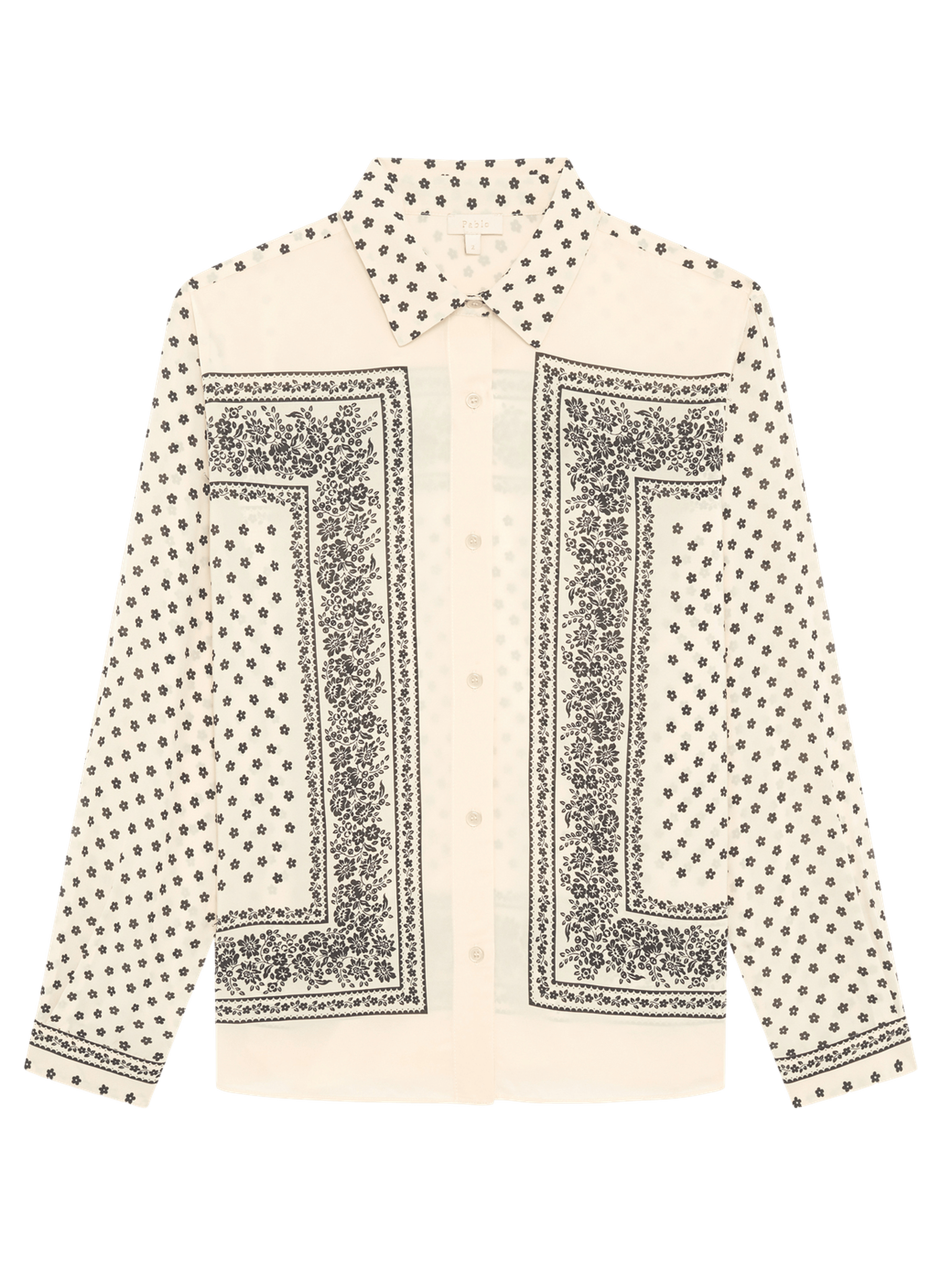 Chemise fluide imprimé bicolore - colombe Beige