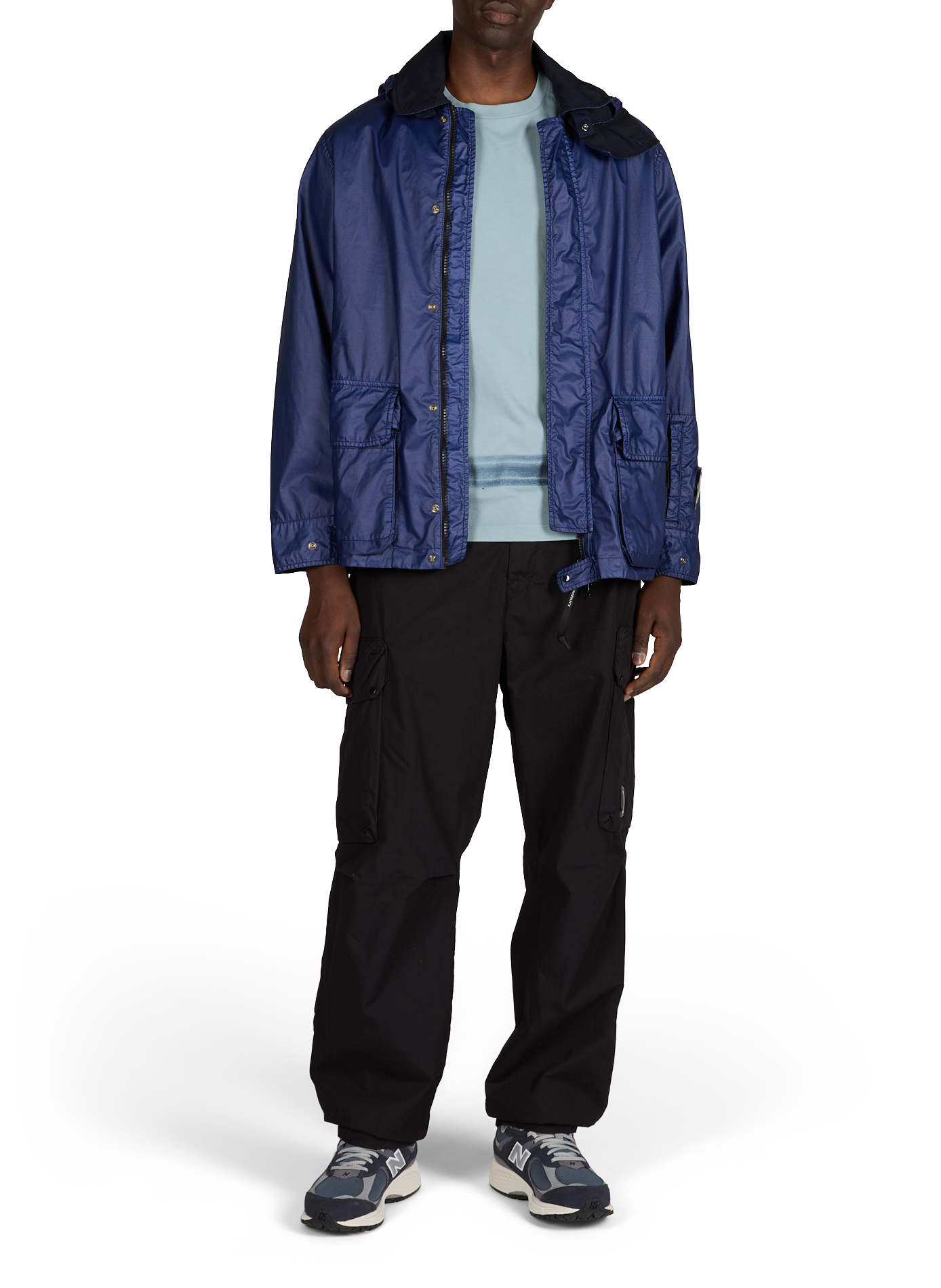 Waterproof jacket with removable hood in cotton CP COMPANY Blue